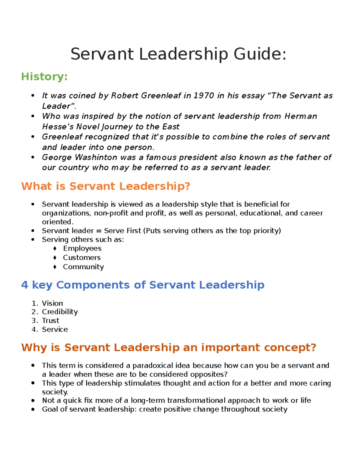 Servant Leadership Infographic Copy Servant Leadership Guide History It Was Coined By