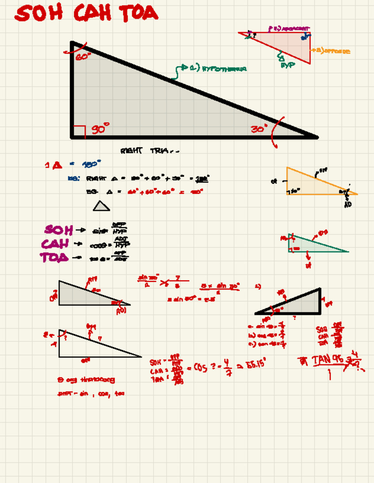 Trigo-Formulas - none - SOH CAH TOA (P2 .) ADJACENT & · got To Hyp ...