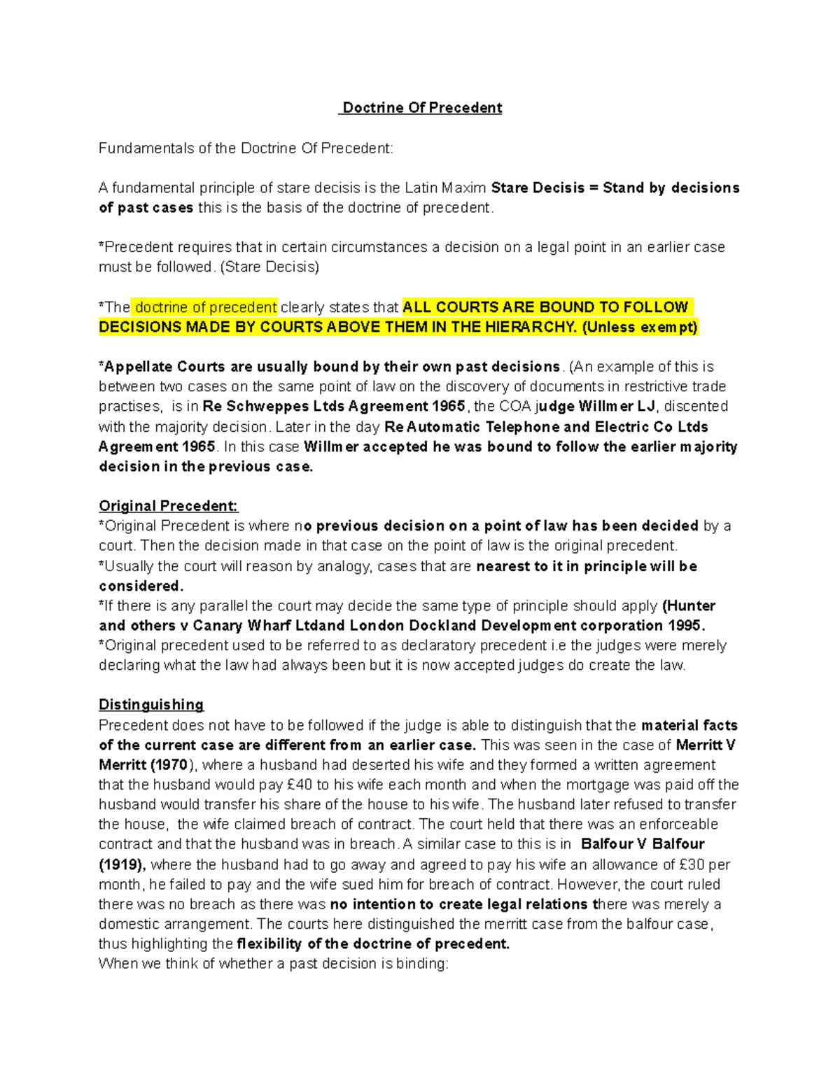 2.4 Doctrine Of Precedent - Doctrine Of Precedent Fundamentals Of The ...