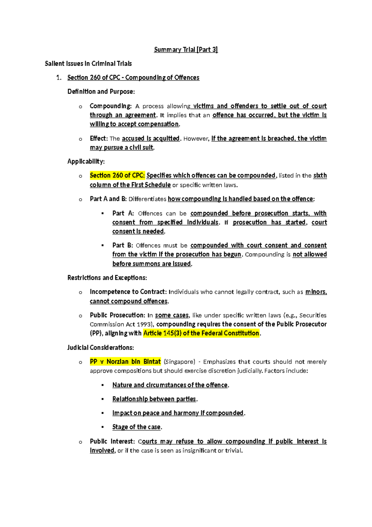 Topic 3 Summary Trial Part 3 - Summary Trial [Part 3] Salient Issues in ...