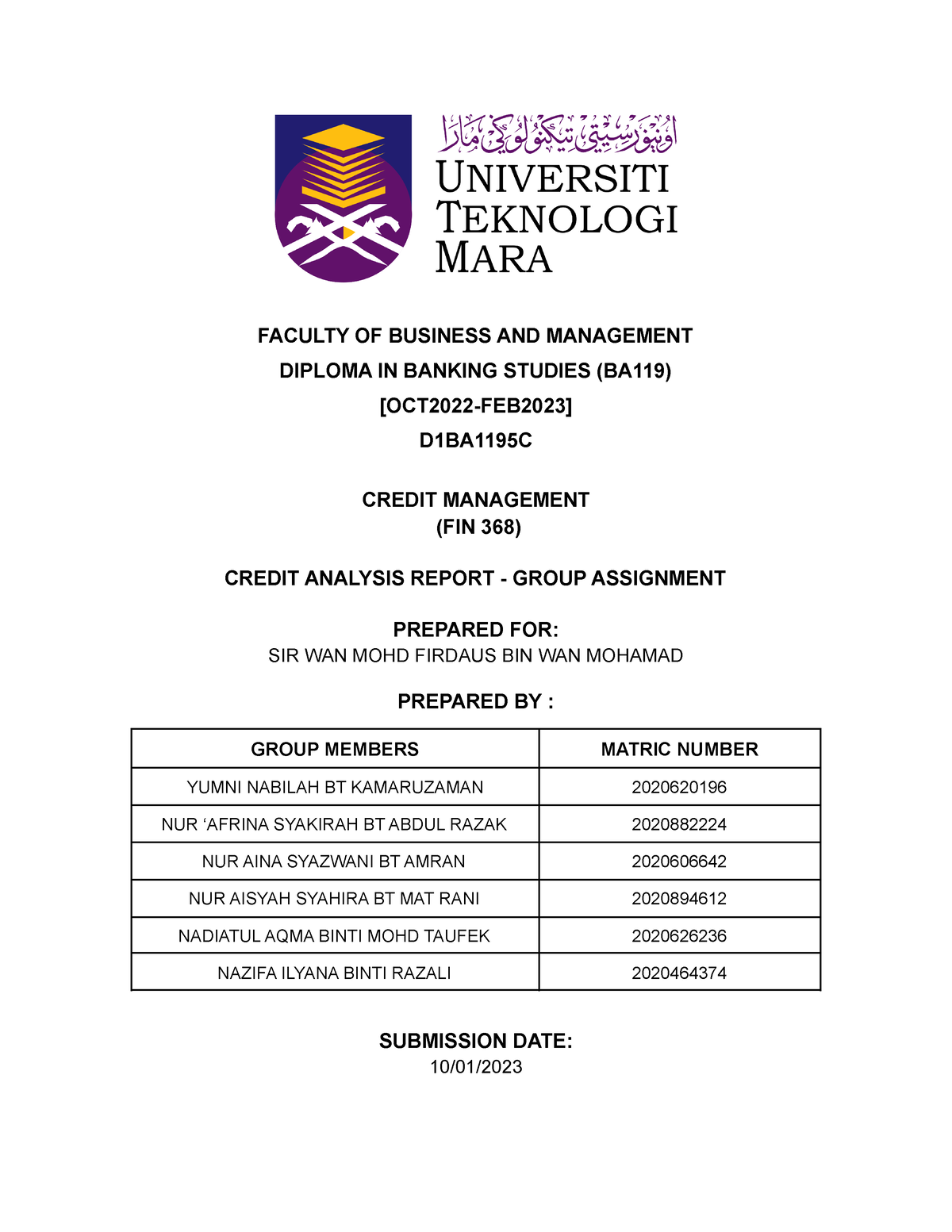 group assignment fin368