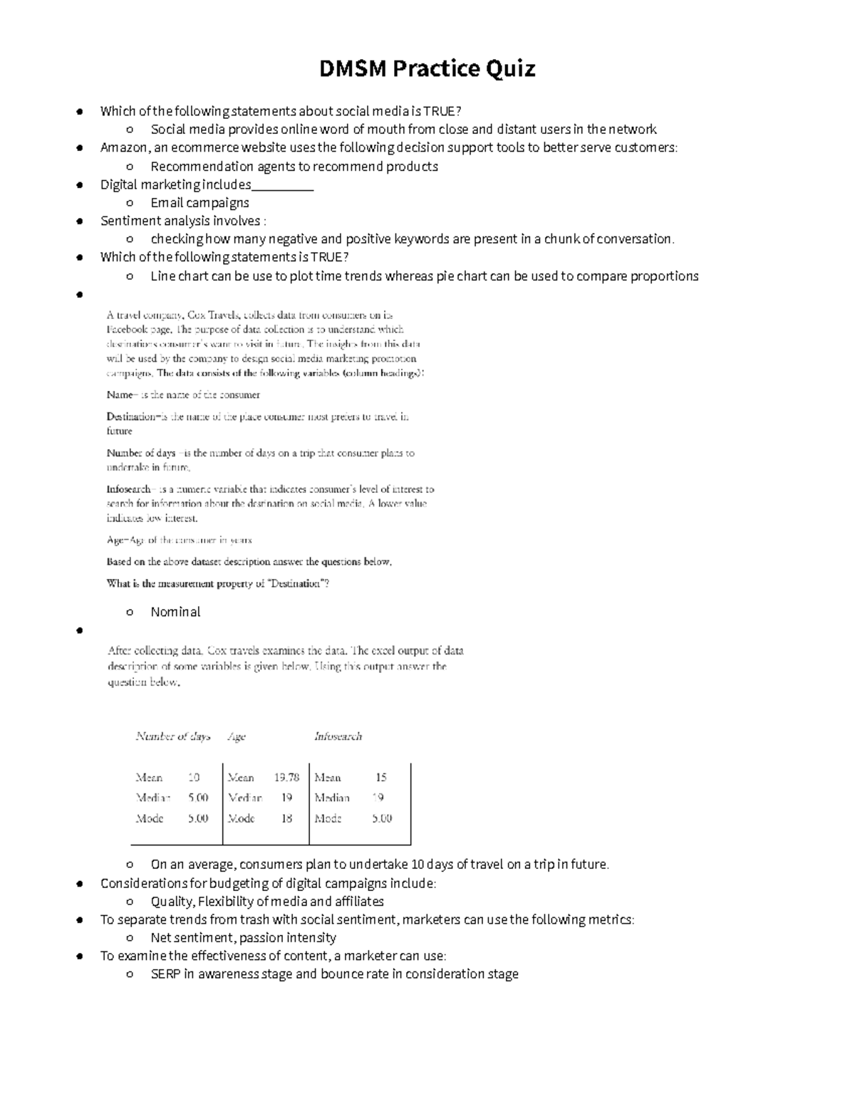 DMSM Practice Quiz - DMSM Practice Quiz Which of the following ...