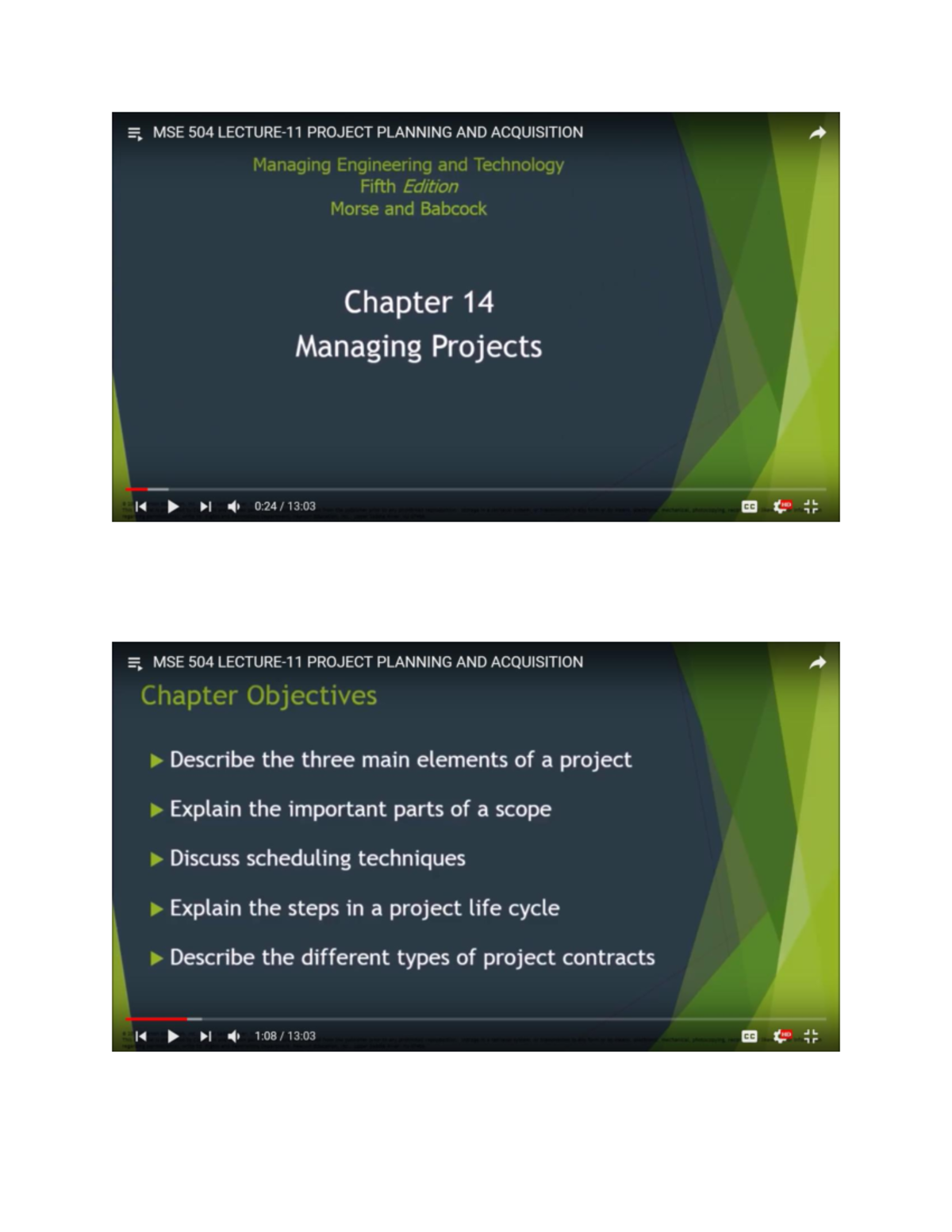 CH 14 - Managing Projects - MSE 504 - Studocu