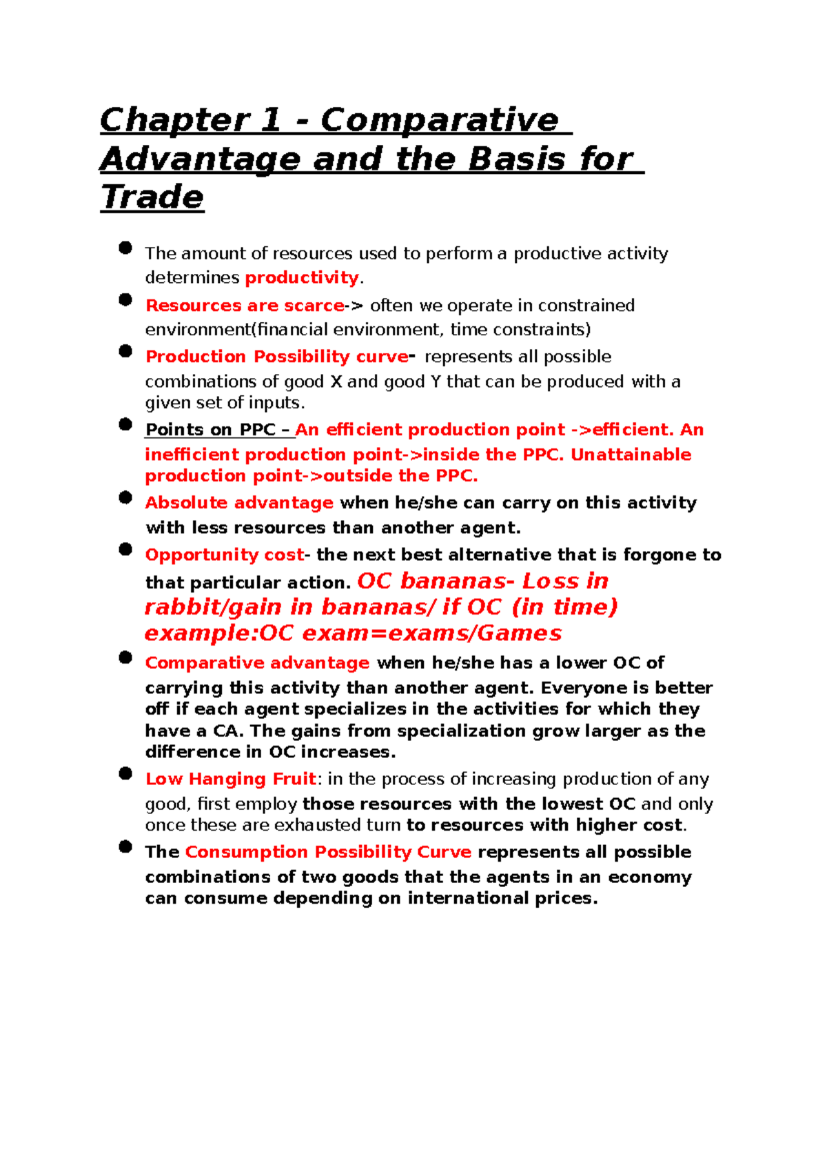 Microeconomis notes - Chapter 1 - Comparative Advantage and the Basis ...