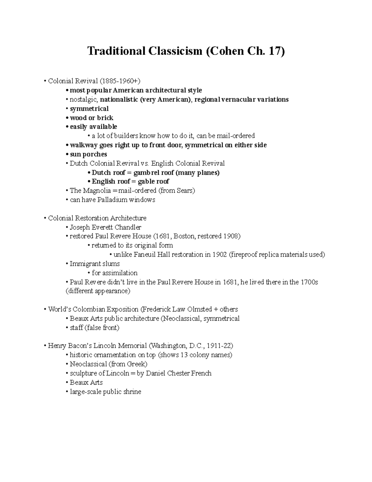 Architecture 3:11 Notes - Traditional Classicism (Cohen Ch. 17 ...