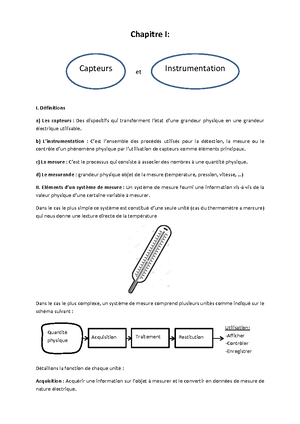 Chapitre 2 capteurs et instrumentation - Caractéristiques Métrologiques ...