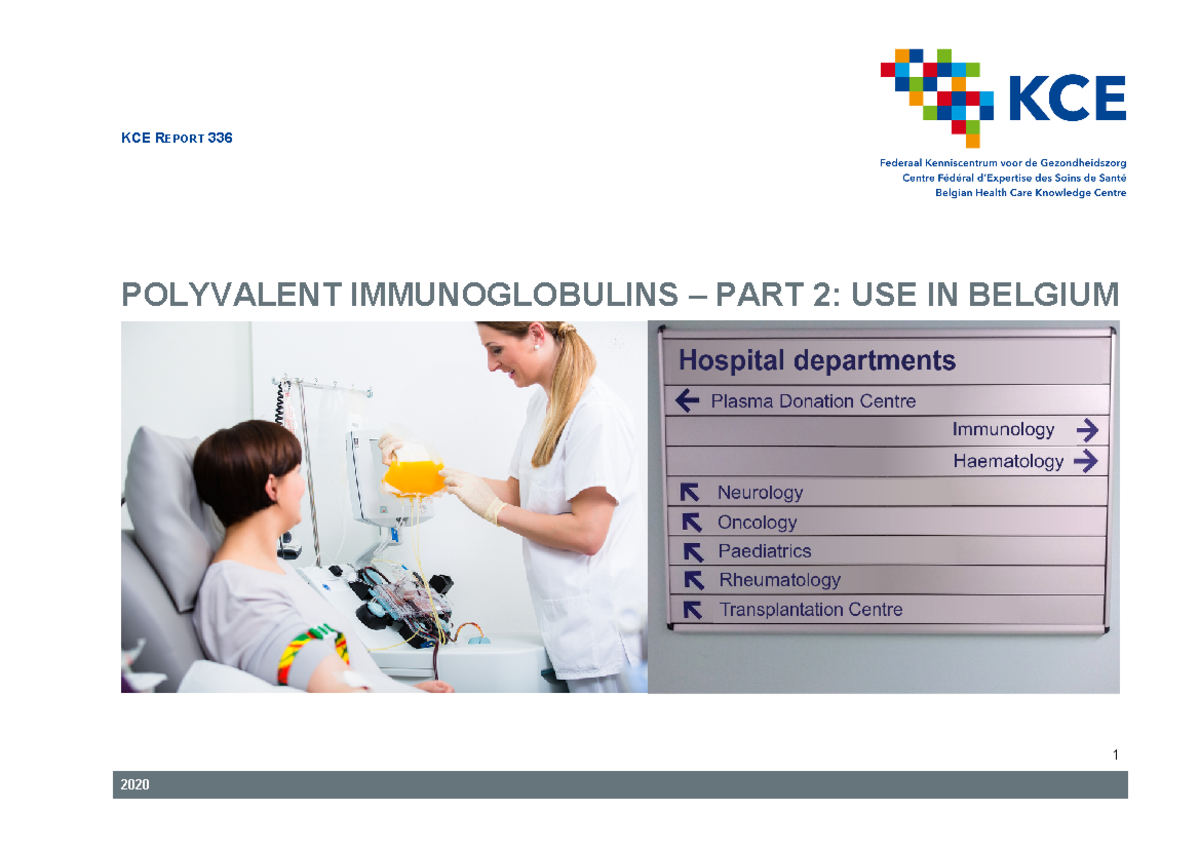 Belgio Immunoglobulins use in Belgium Report - 1 2020 KCE REPORT 336 ...