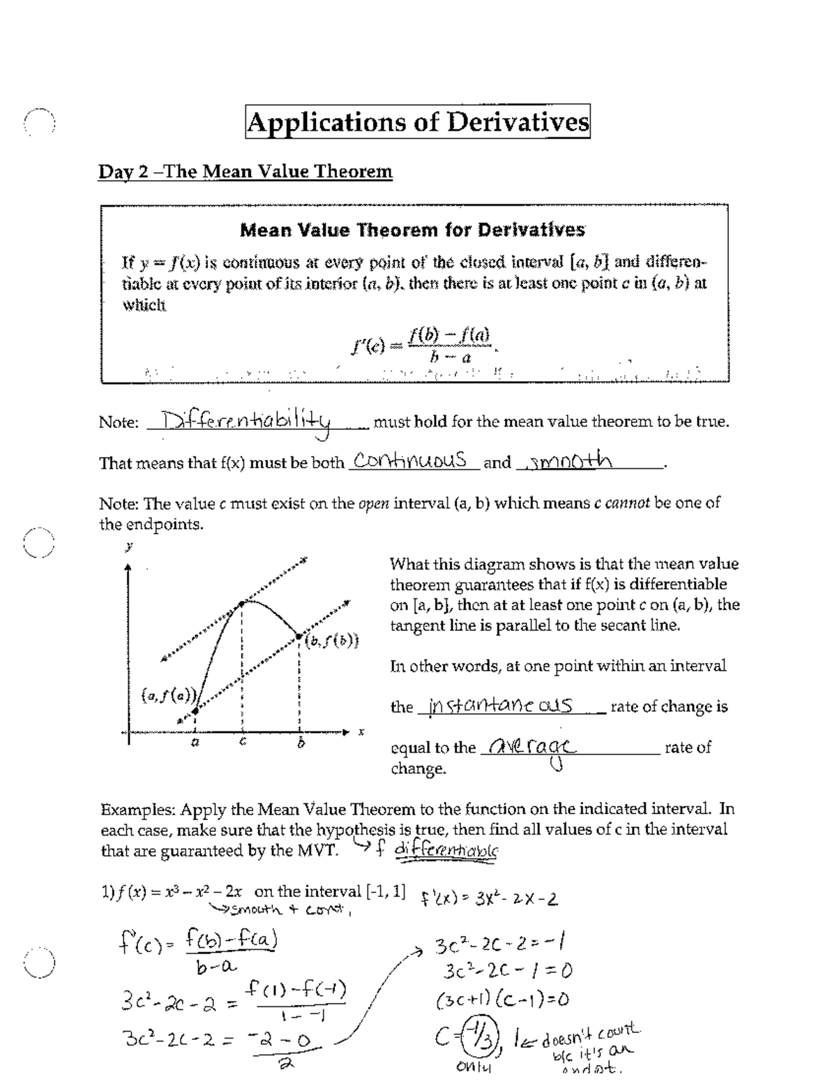 Lesson 2 Mean Value Theorem Notes Key Mth 200 Studocu Lesson 2 Mean Value Theorem Notes Key Mth 200 Studocu
