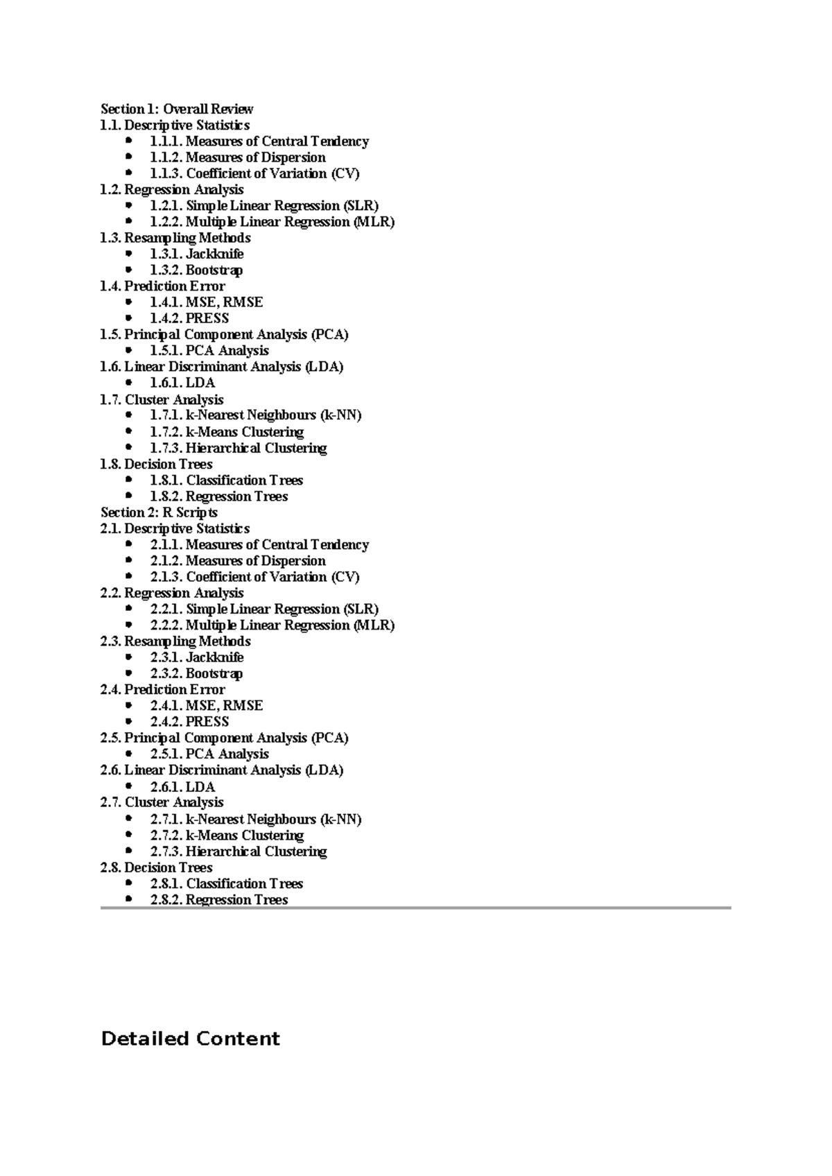 MAS223 breakdown - Section 1: Overall Review 1. Descriptive Statistics ...