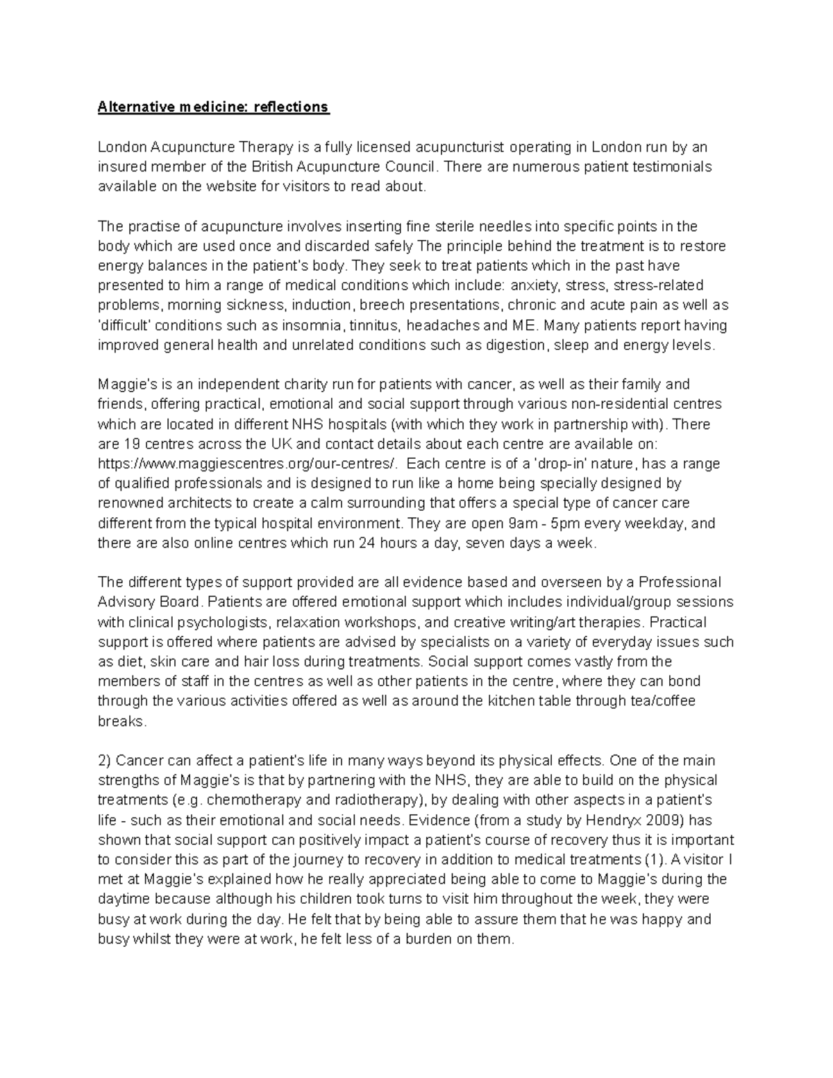 1. Alternative medicine reflections - Alternative medicine: reflections ...