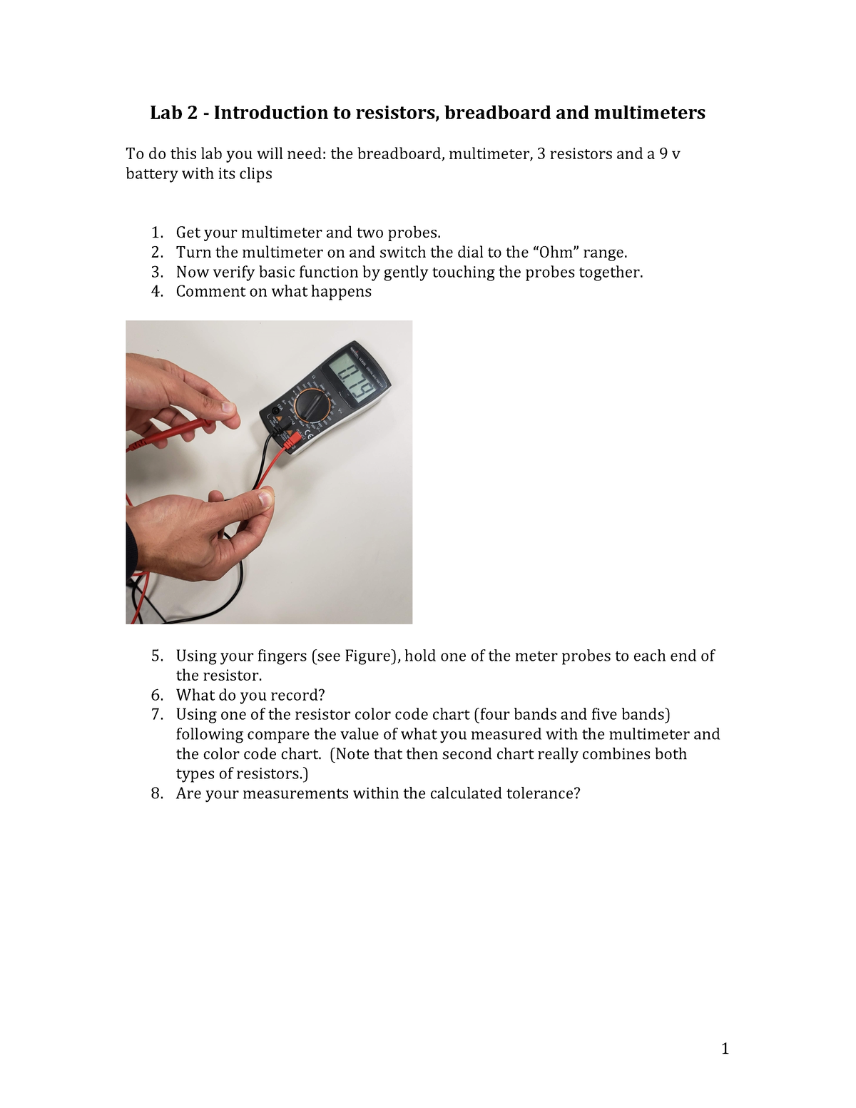 Intro Lab - How to Use an Ohmmeter to Measure Resistance