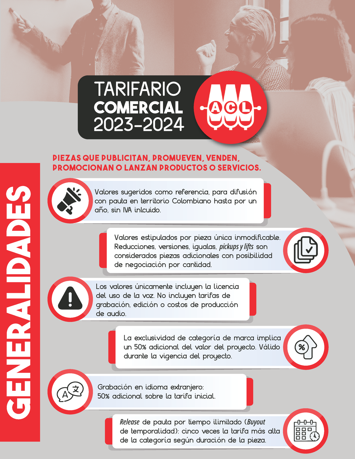 Tarifario Comercial ACL 2023 2024 - GENERALIDADES TARIFARIO COMERCIAL ...