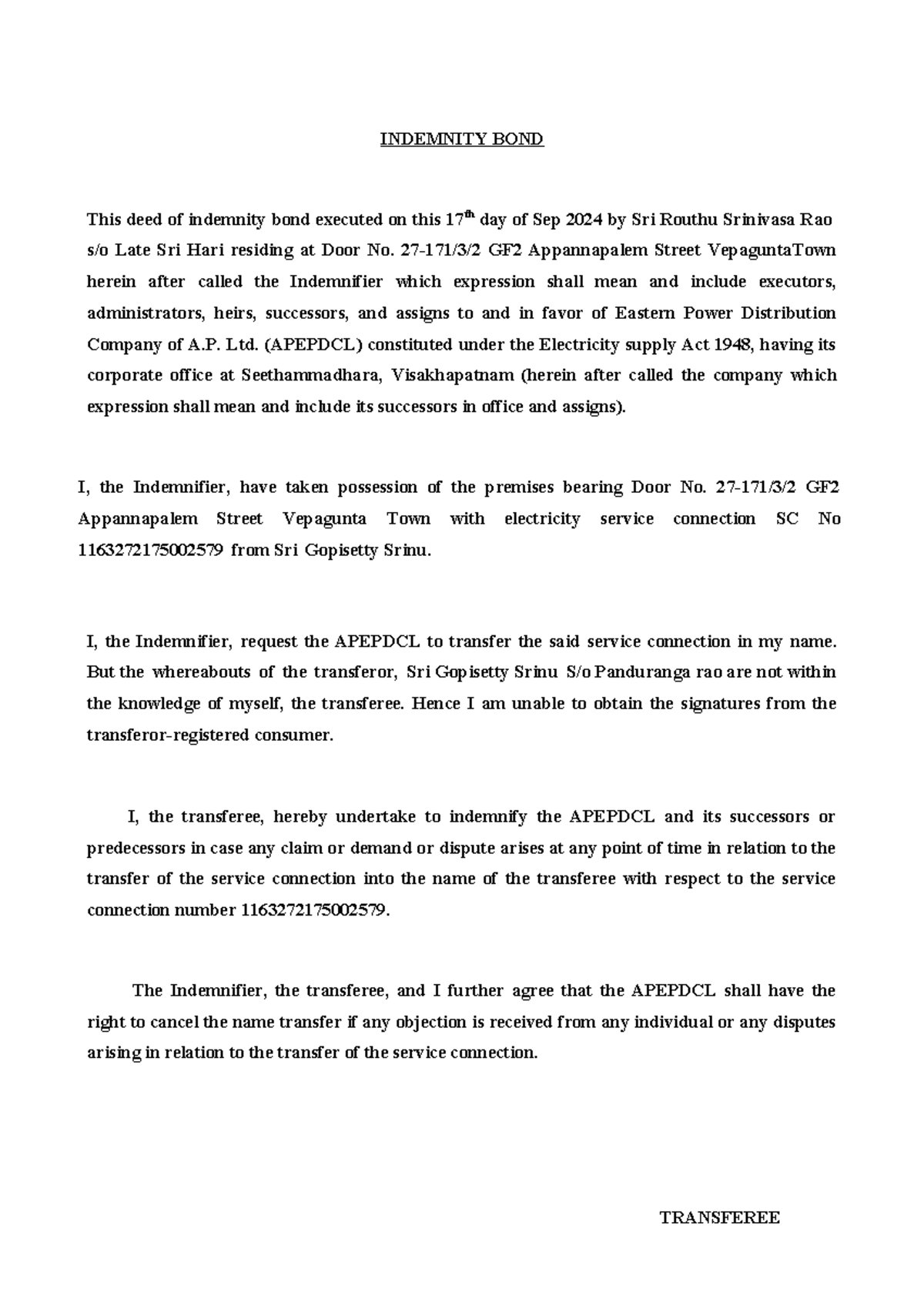 Updated Copy of Indemnity Bond Copy Format II - INDEMNITY BOND This ...