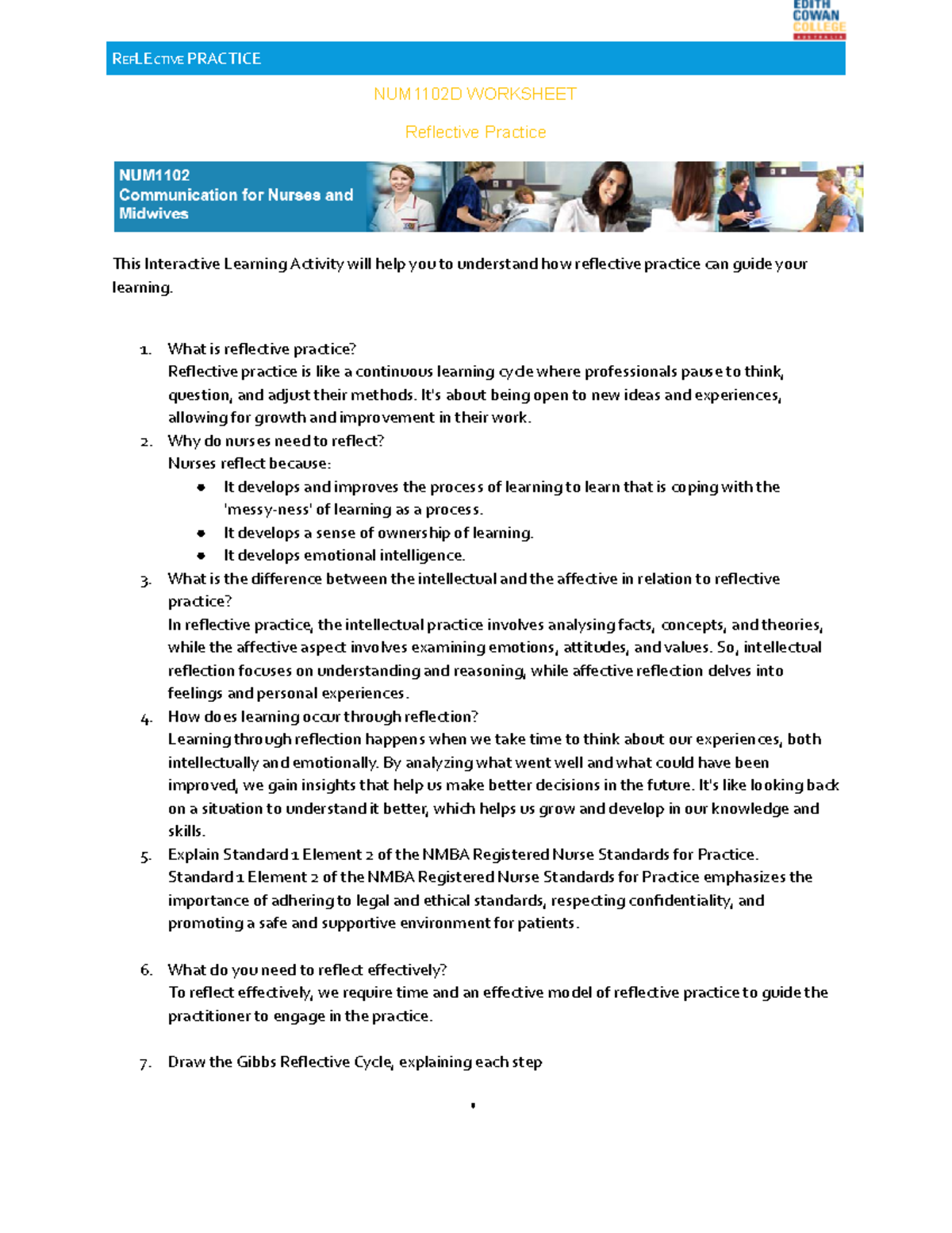 Worksheet W13 - hytgrf - REFLECTIVE PRACTICE NUM1102D WORKSHEET ...
