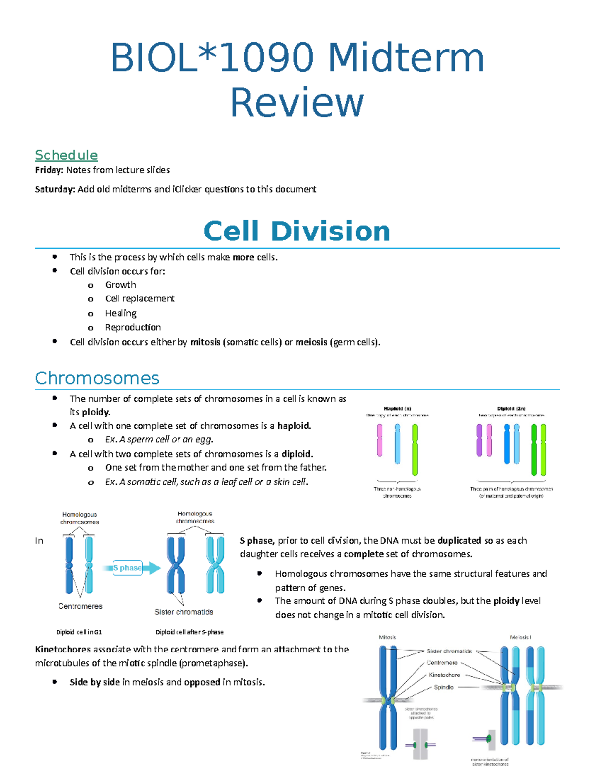 BIOL 1090 Midterm Review - BIOL*1090 Midterm Review Schedule Friday ...