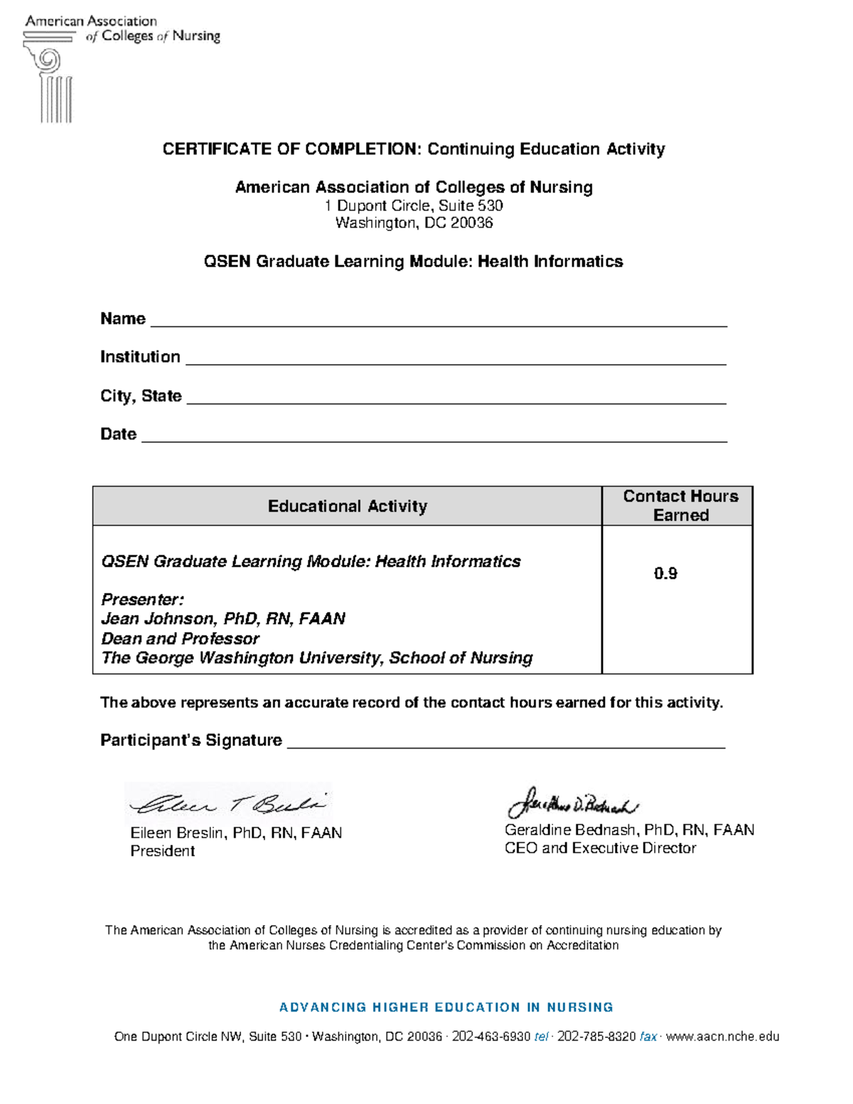 Health Informatics Grad Cont. Ed - CERTIFICATE OF COMPLETION ...