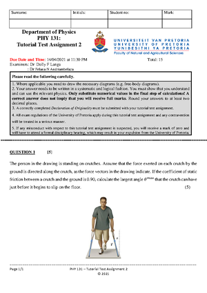Exam July 2021 Part 2 - PHY 131 - UP - Studocu