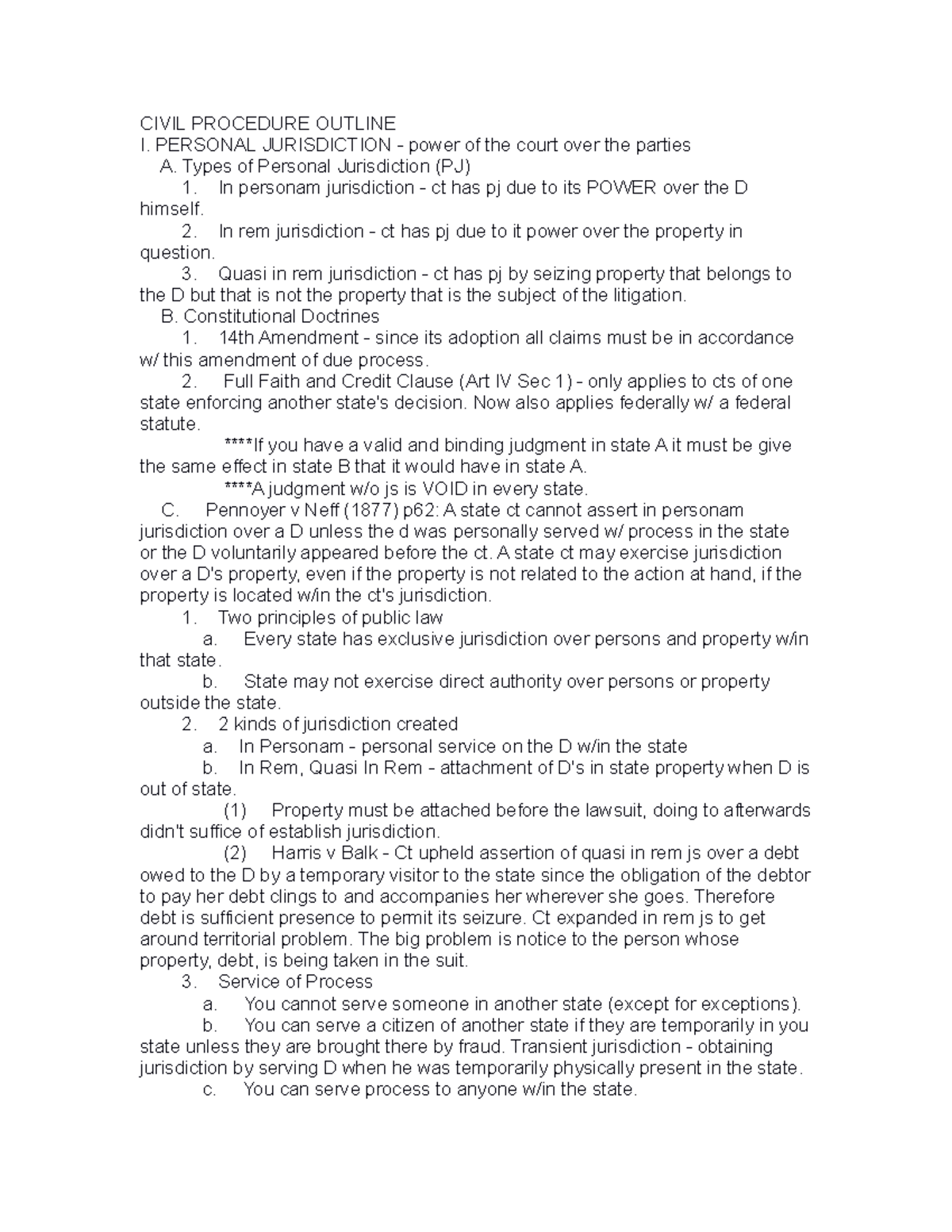 Civil Procedure Outline III - Studocu