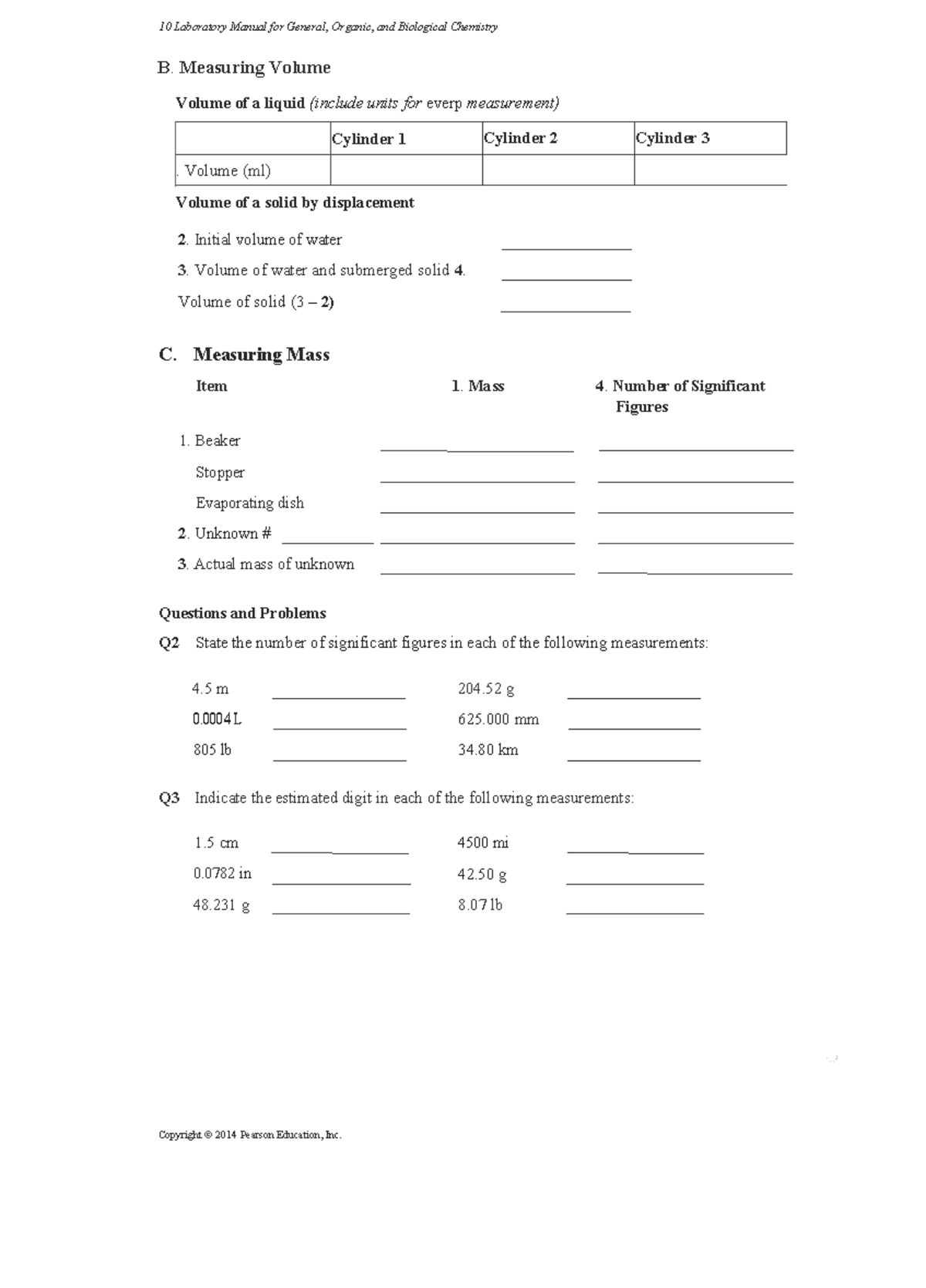 CHE 121 EXP 1 LB RPT PG 10 - Ghnvgg - C. Measuring Mass Item 1. Mass 4 ...