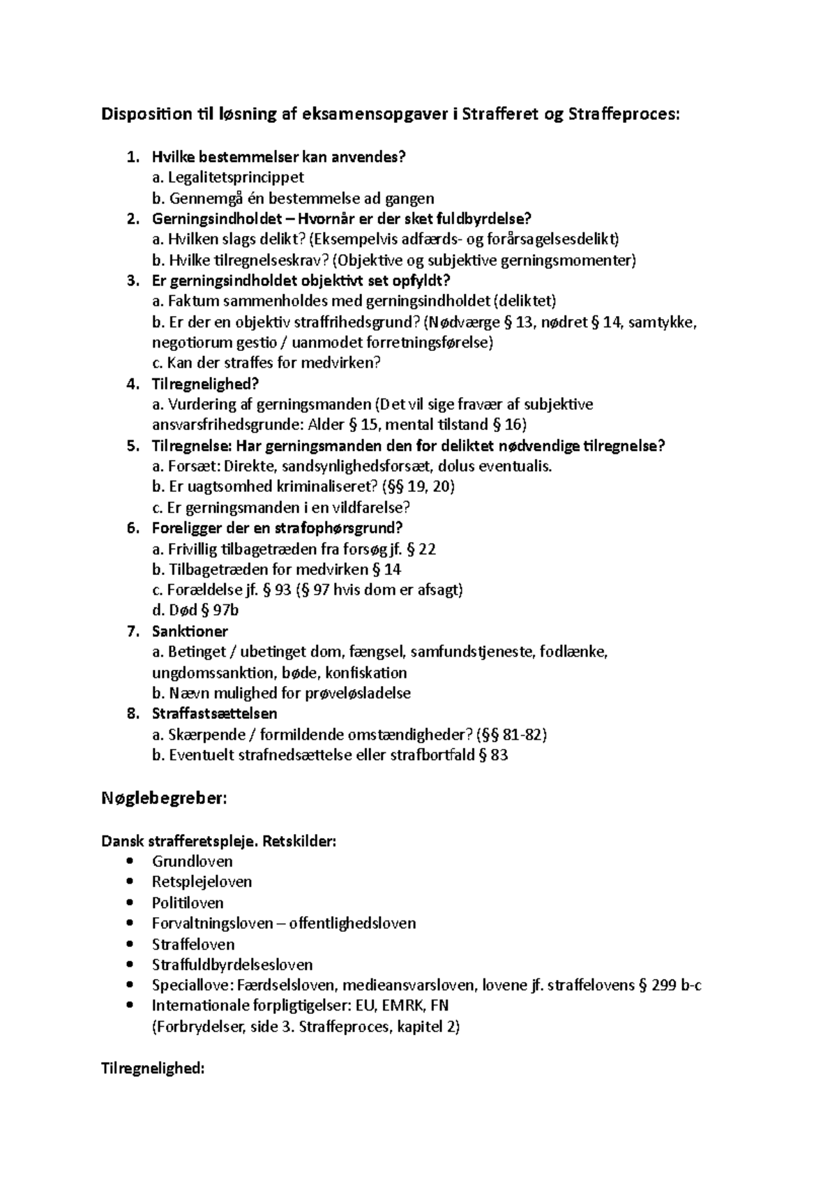 Disposition Og Nøglebegreber - Disposition Til Løsning Af ...