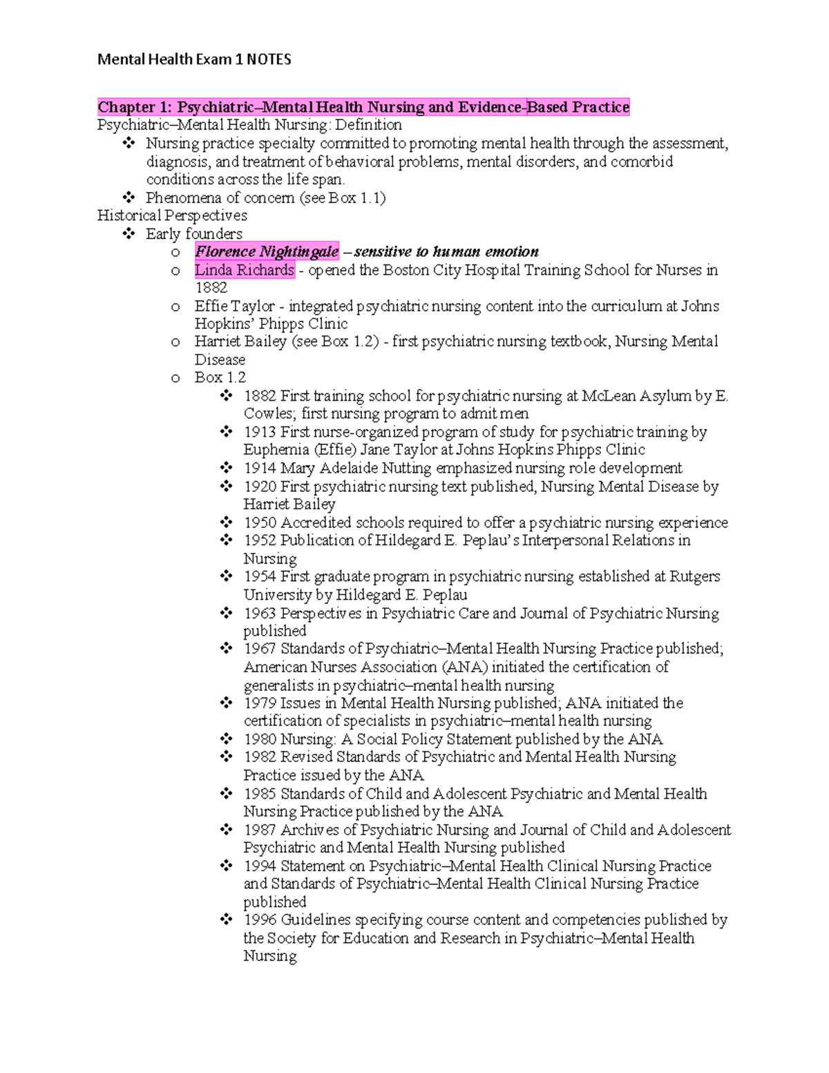 Mental Health EXAM 1 ALL Notes (1) 2023-05-26 15 14 40 - Chapter 1 ...
