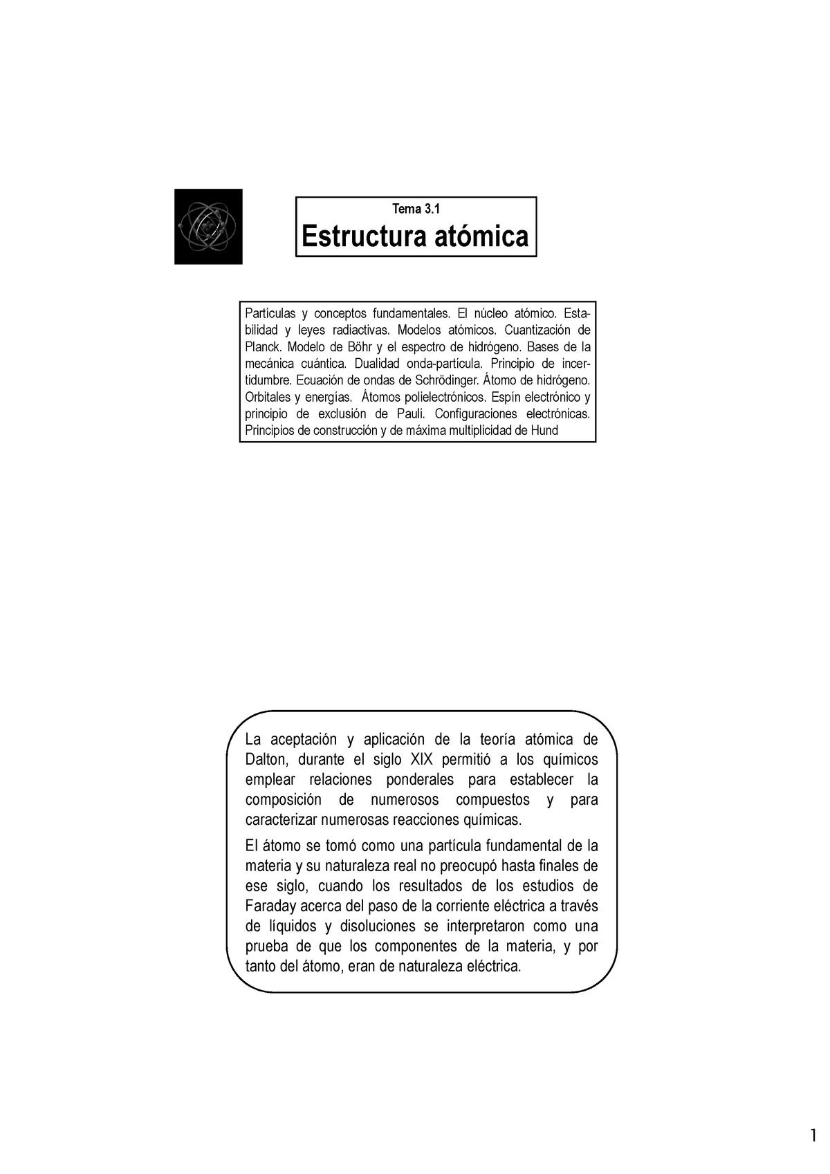 Tema 31 Estructura Atómica Química 500178 Uex Studocu