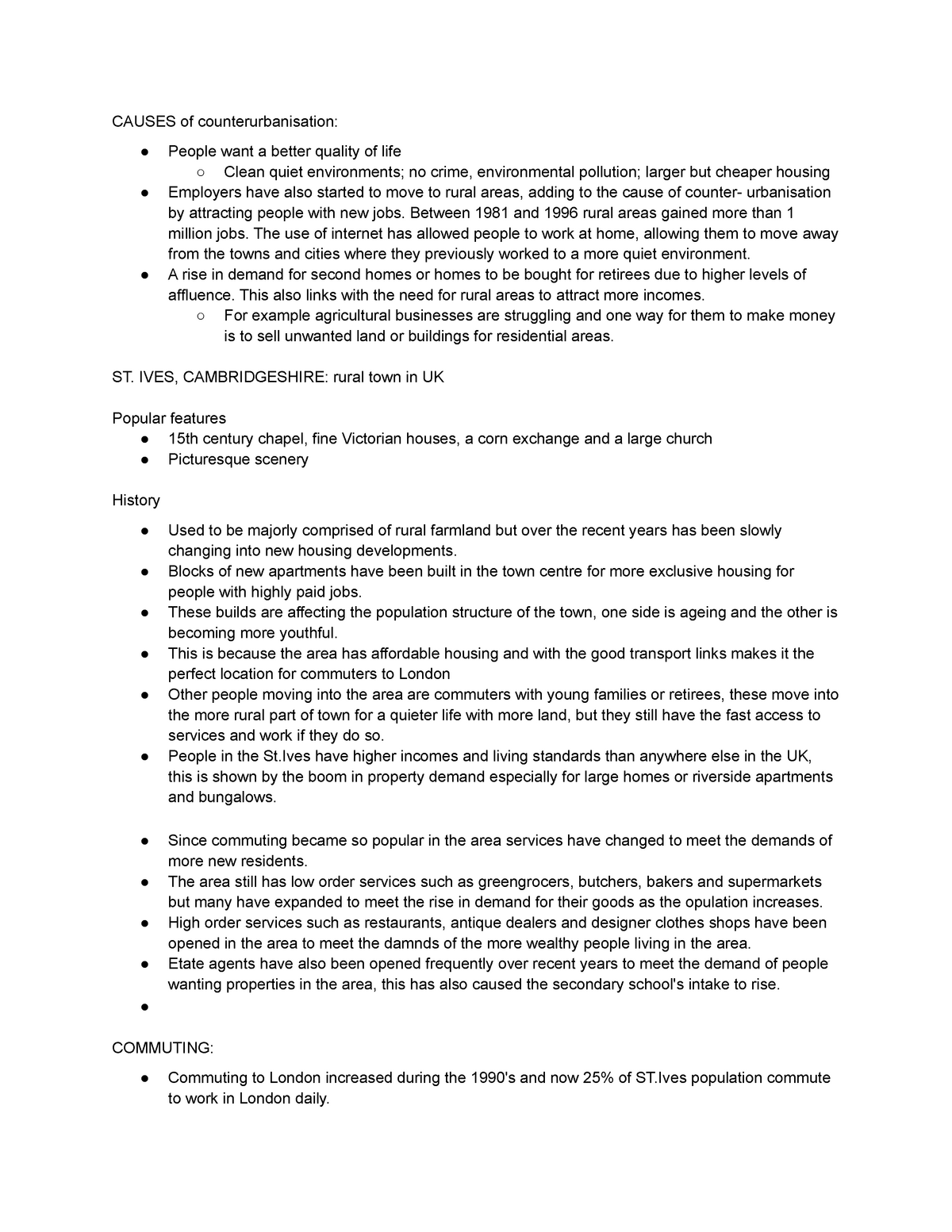 Case Study Counterurbanisation - StuDocu