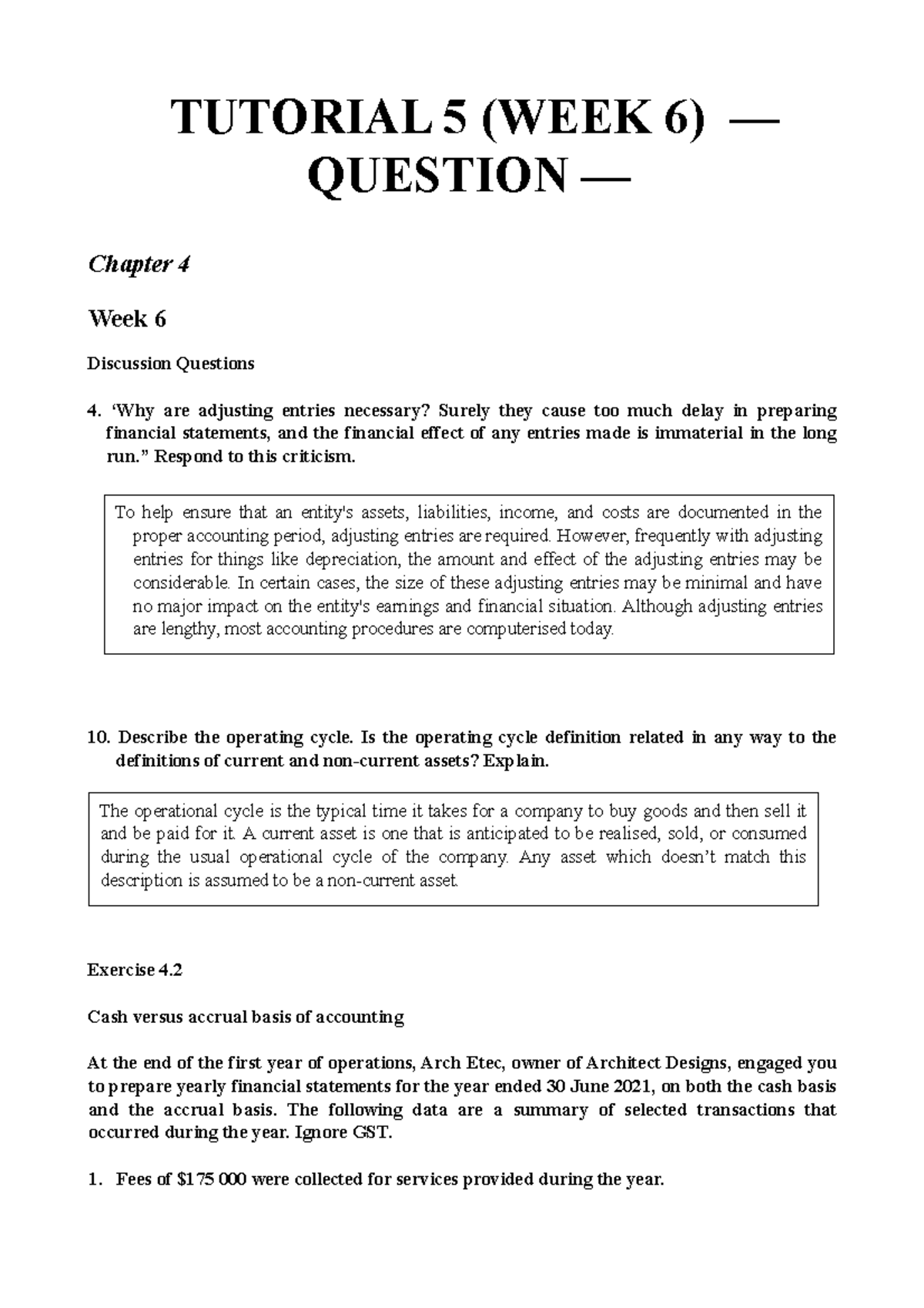 Week Siz Acct Questions - TUTORIAL 5 (WEEK 6) — QUESTION — Chapter 4 ...