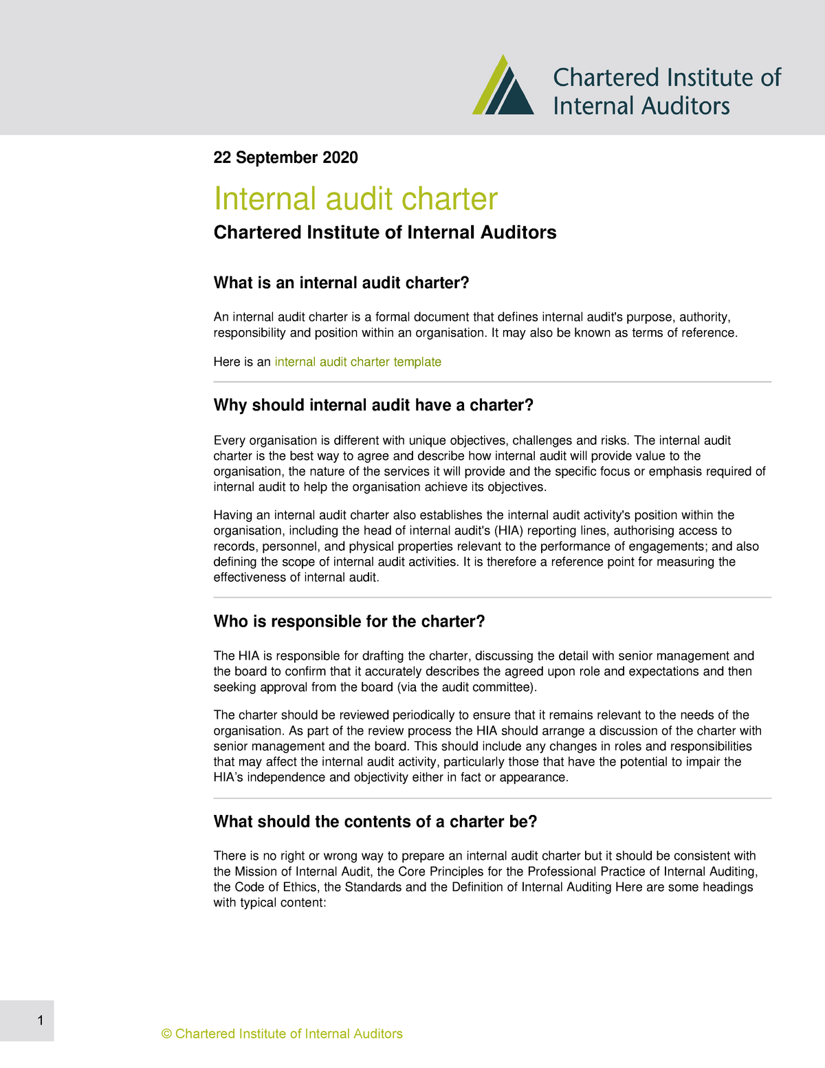 Internal Audit Charter pdf Accounting AUF StuDocu