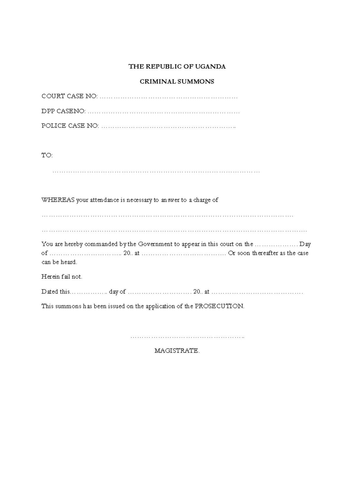 Criminal Forms pre - This is purposely for the internship law students ...