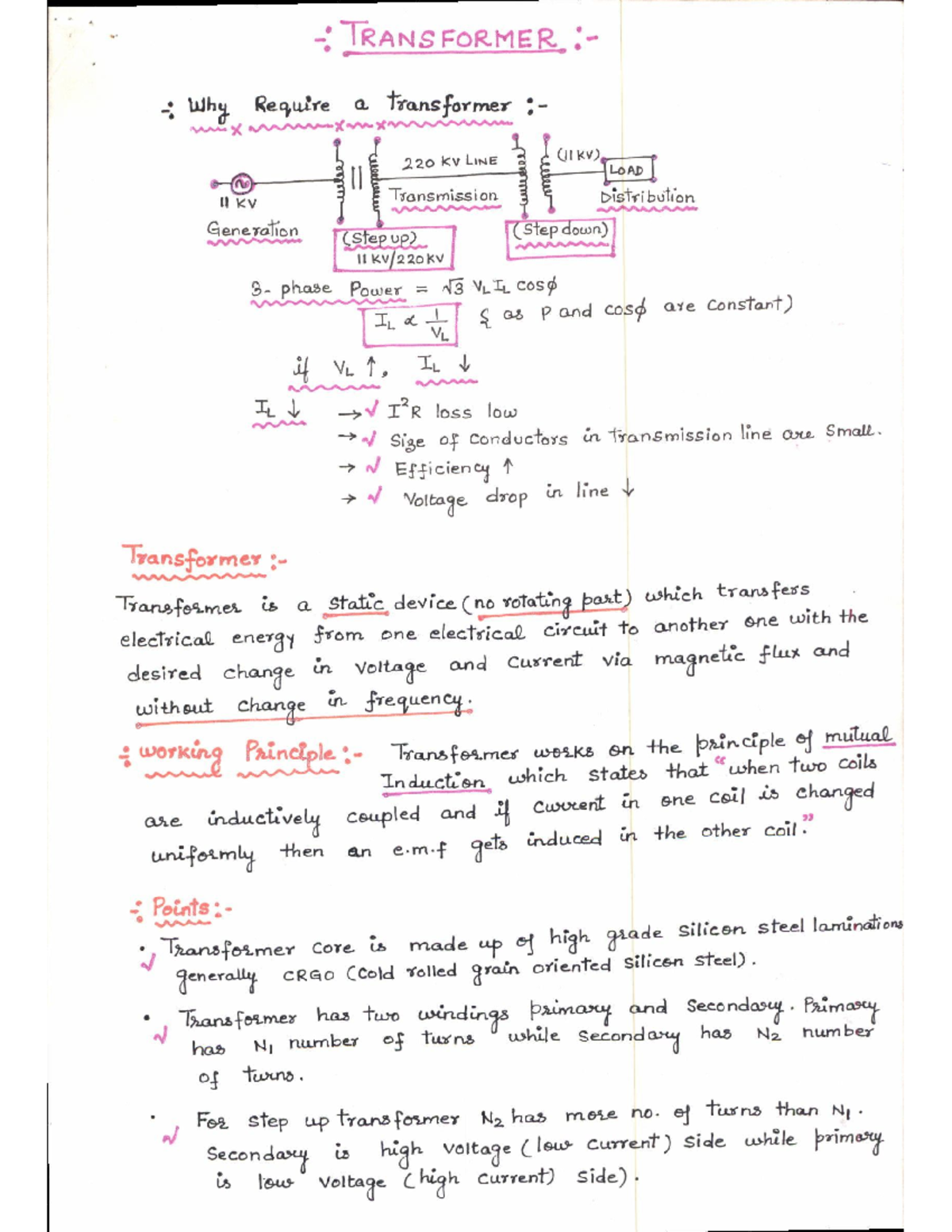 B Transformer Handwritten Notes 3 - B.Tech - Studocu