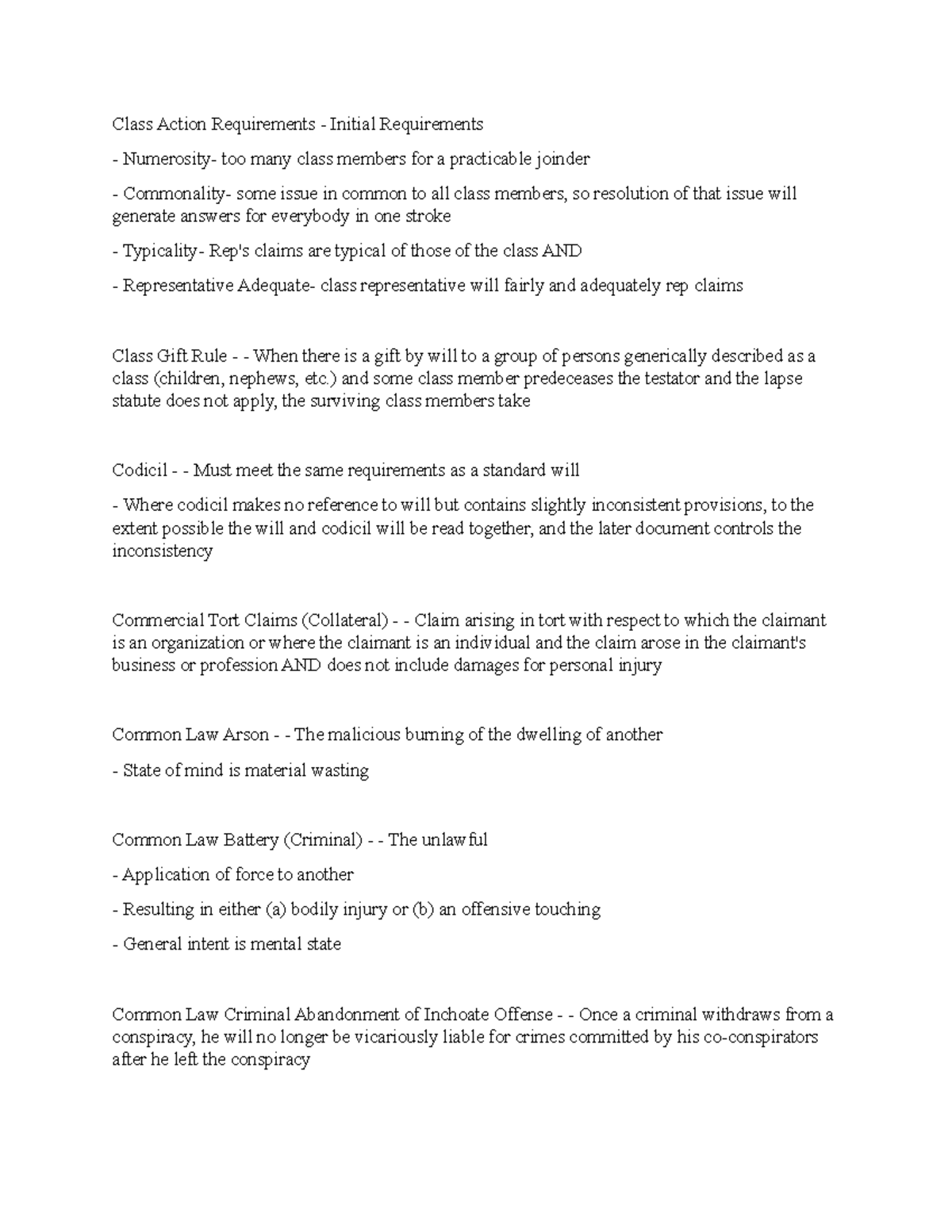 Note 3 Bar Exam Class Action Requirements Initial