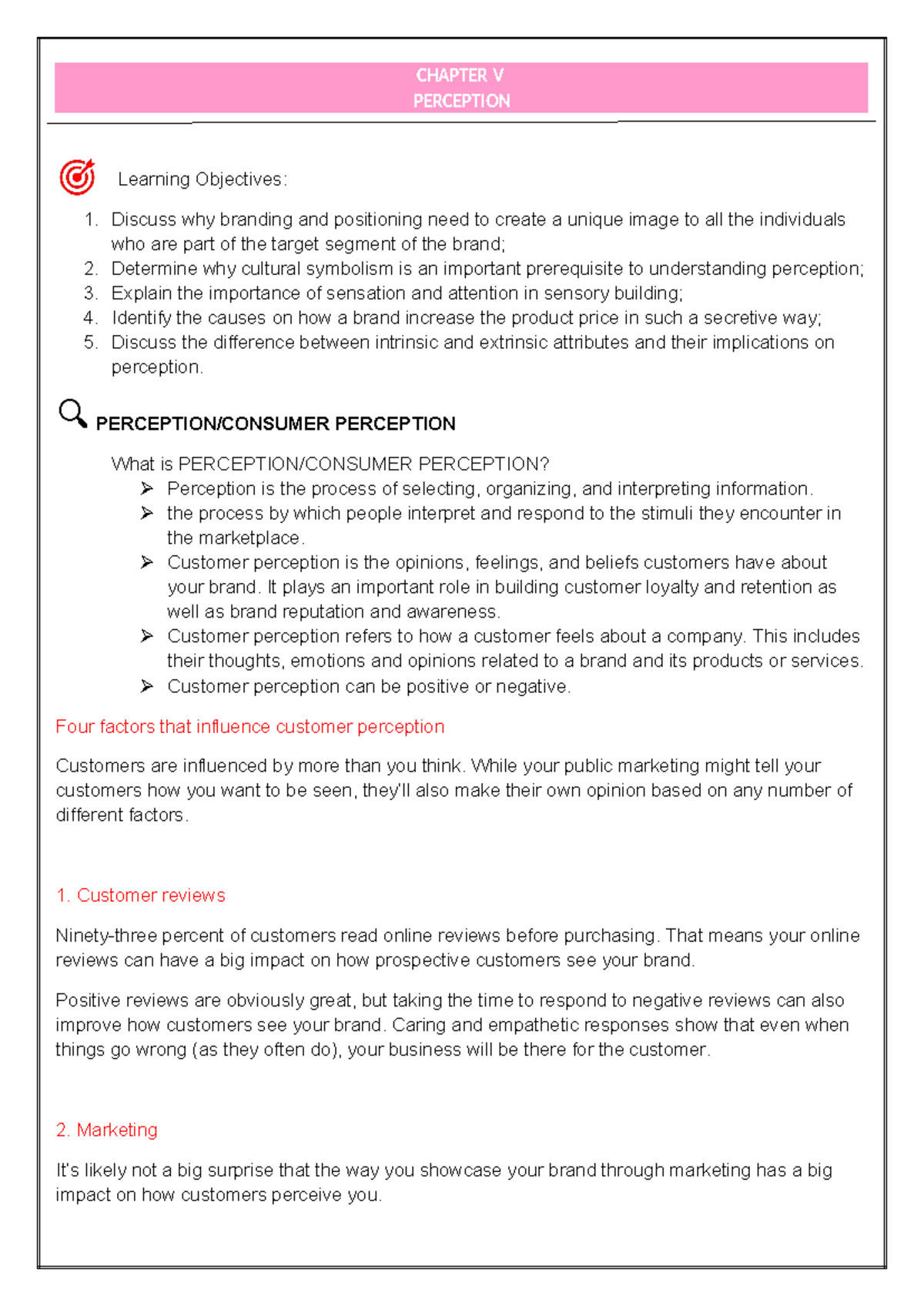 Chapter-V- Perception MM-2-3 - CHAPTER V PERCEPTION Learning Objectives ...