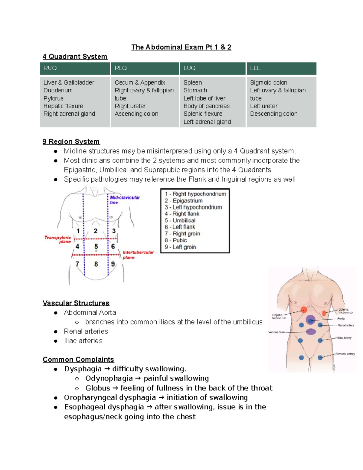 The Abdominal Exam Pt 1 2 - Most clinicians combine the 2 systems and ...