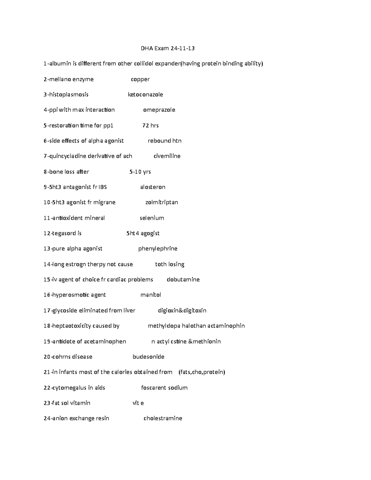 DHA Exam 24 - REVIEWER - DHA Exam 24-11- 1-albumin is different from ...