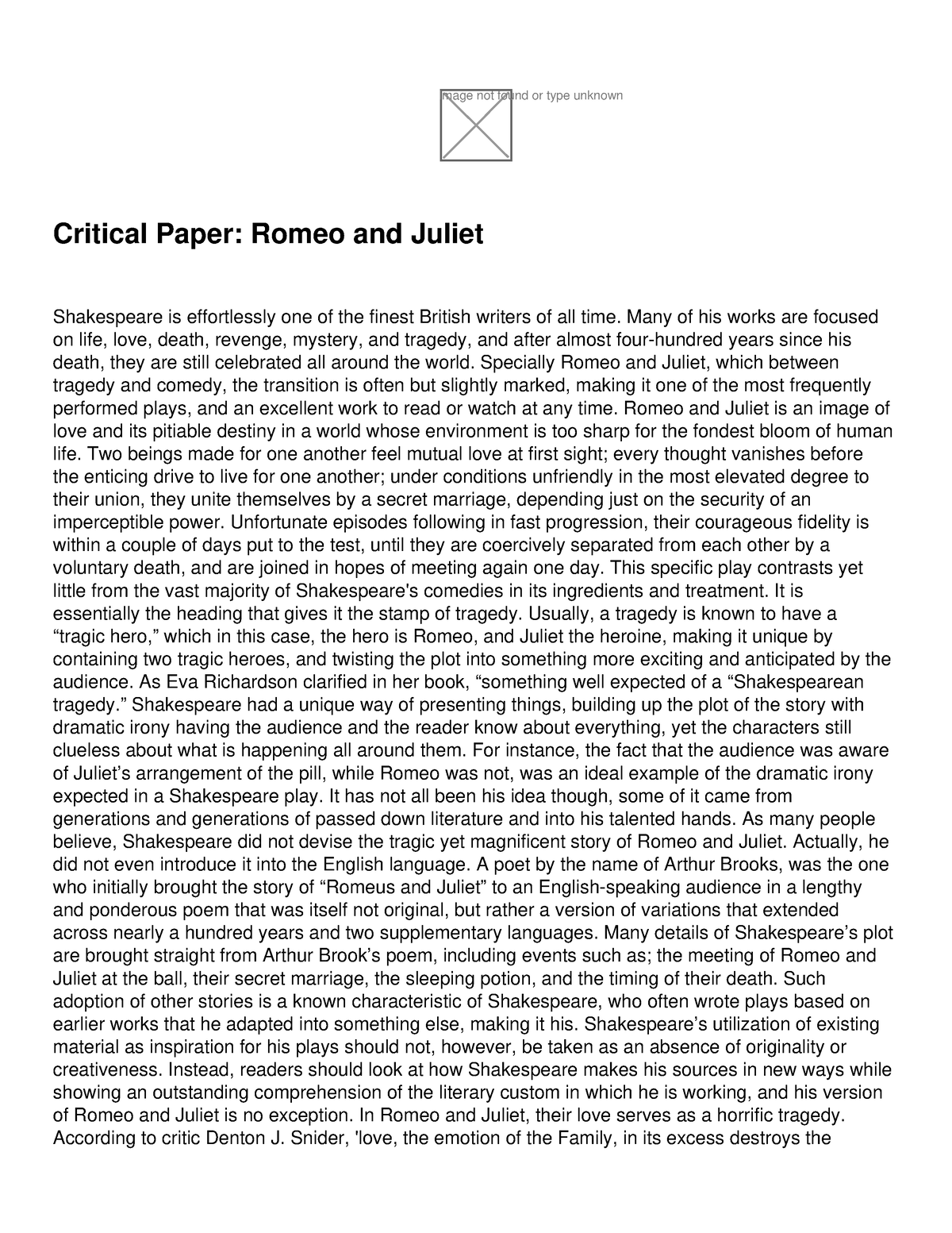 romeo and juliet research paper