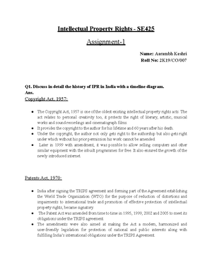 IPR Notes 0 - LECTURE NOTES ON INTELLECTUAL PROPERTY RIGHTS III B. Tech ...