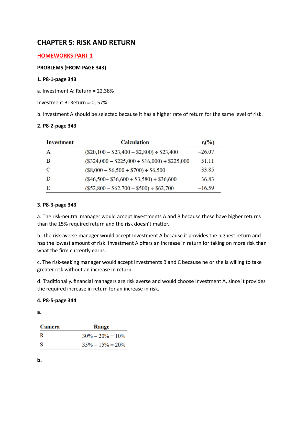 C5 Lethibichdao 64012001 909-2 - CHAPTER 5: RISK AND RETURN HOMEWORKS ...