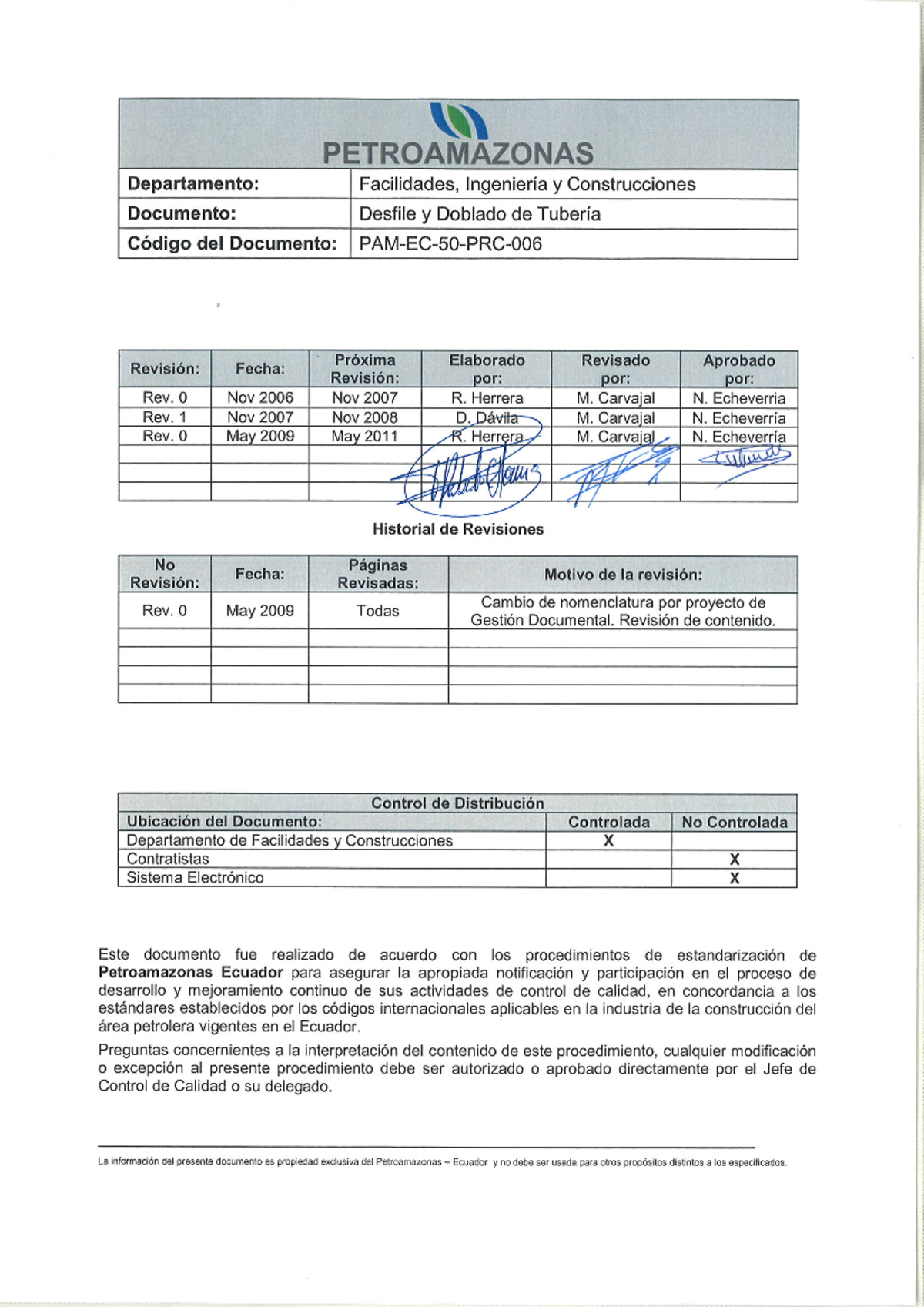 PAM EC 50 PRC 006 0 - PAM EC 50 PRC 006 0 - Código No.: PAM-EC-50-PRC ...