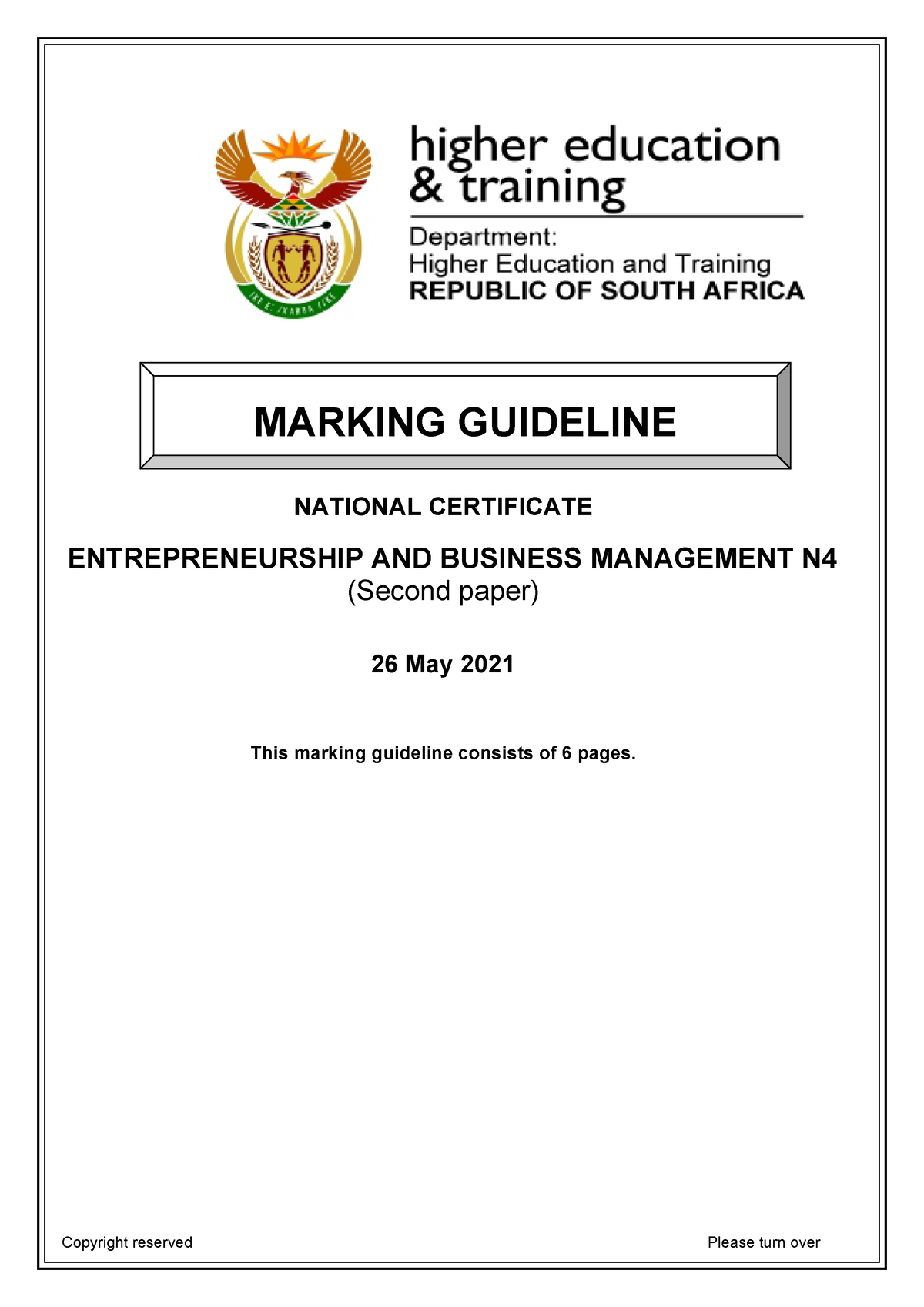 entrepreneurship and business management n4 assignment memo