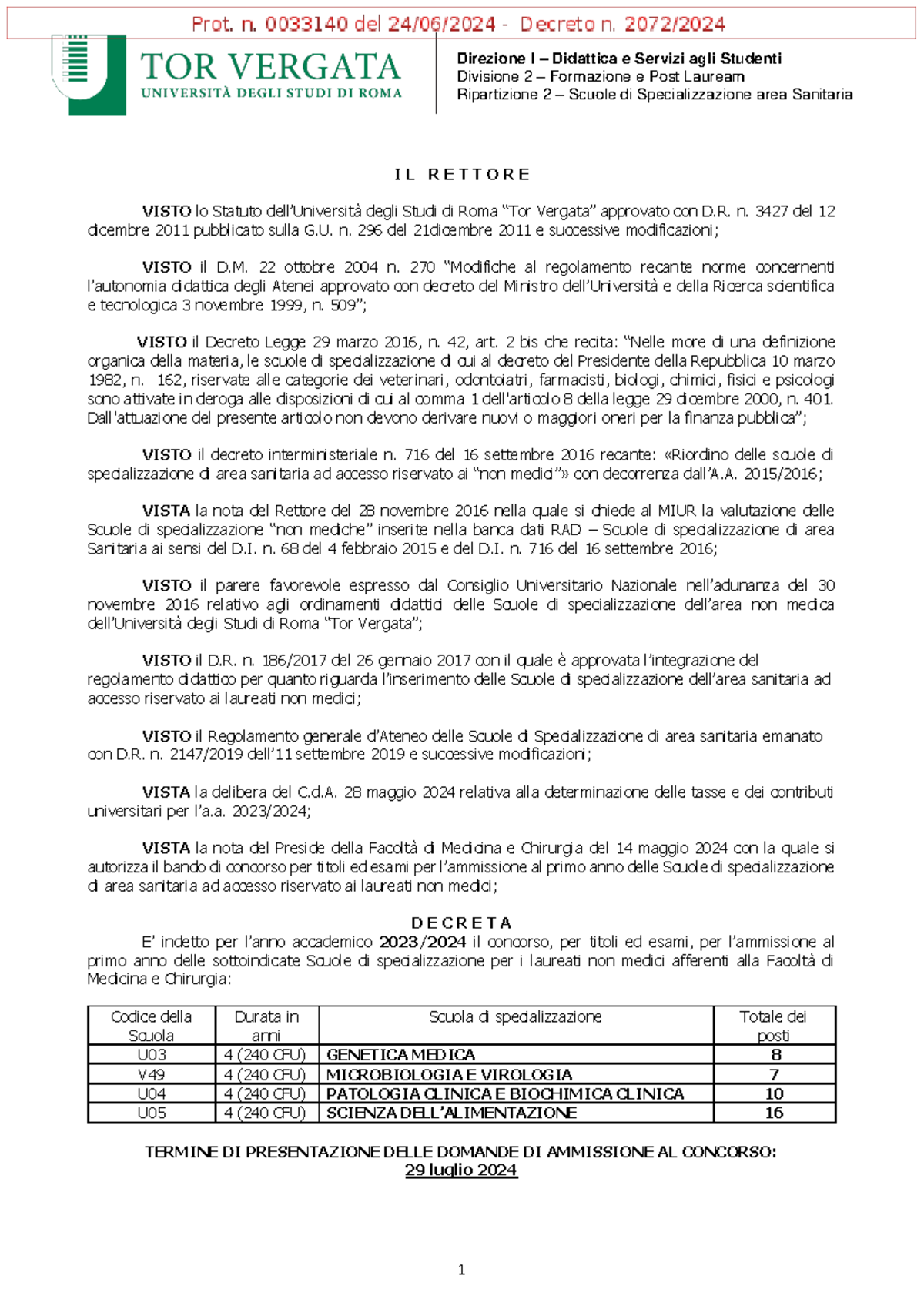 Bando SS NM 2023 2024 - Ndjd - Divisione 2 – Formazione e Post Lauream ...