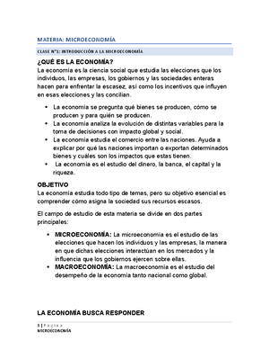 Parcial 1 (Micro) - PRIMERA PARTE: INTRODUCCIÓN A LA MICROECONOMÍA ...