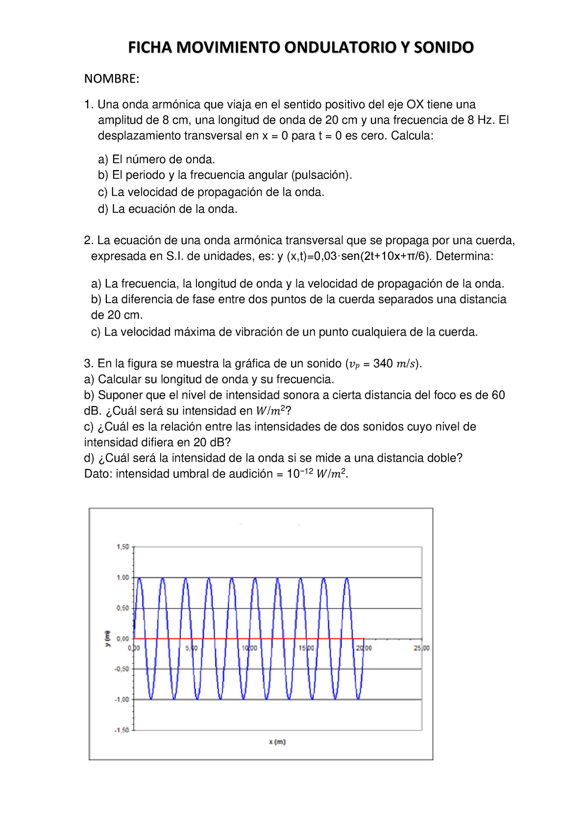 Ficha Mov. Ondulatorio. - FICHA MOVIMIENTO ONDULATORIO Y SONIDO NOMBRE ...