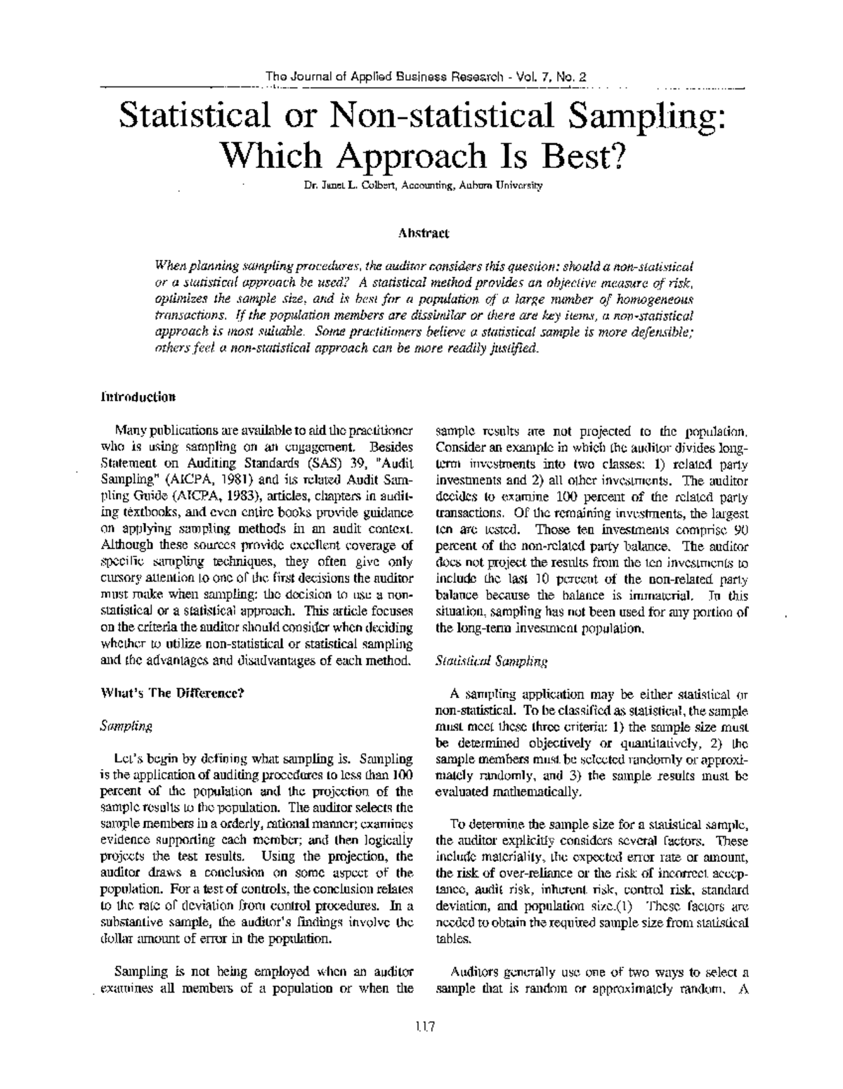 Statistical & Non-Statistical sampling - Audit Manual - Studocu