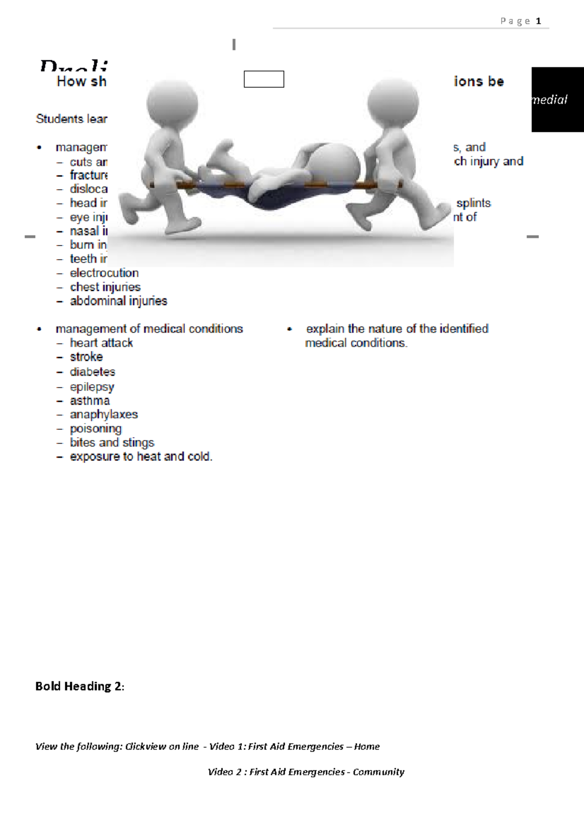 Students Bold 2 How Should The Major Types Of Injuries And Medical ...