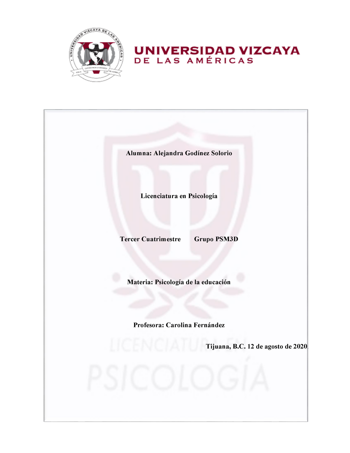 Portada - Warning: TT: undefined function: 32 Alumna: Alejandra Godínez  Solorio Licenciatura en - Studocu