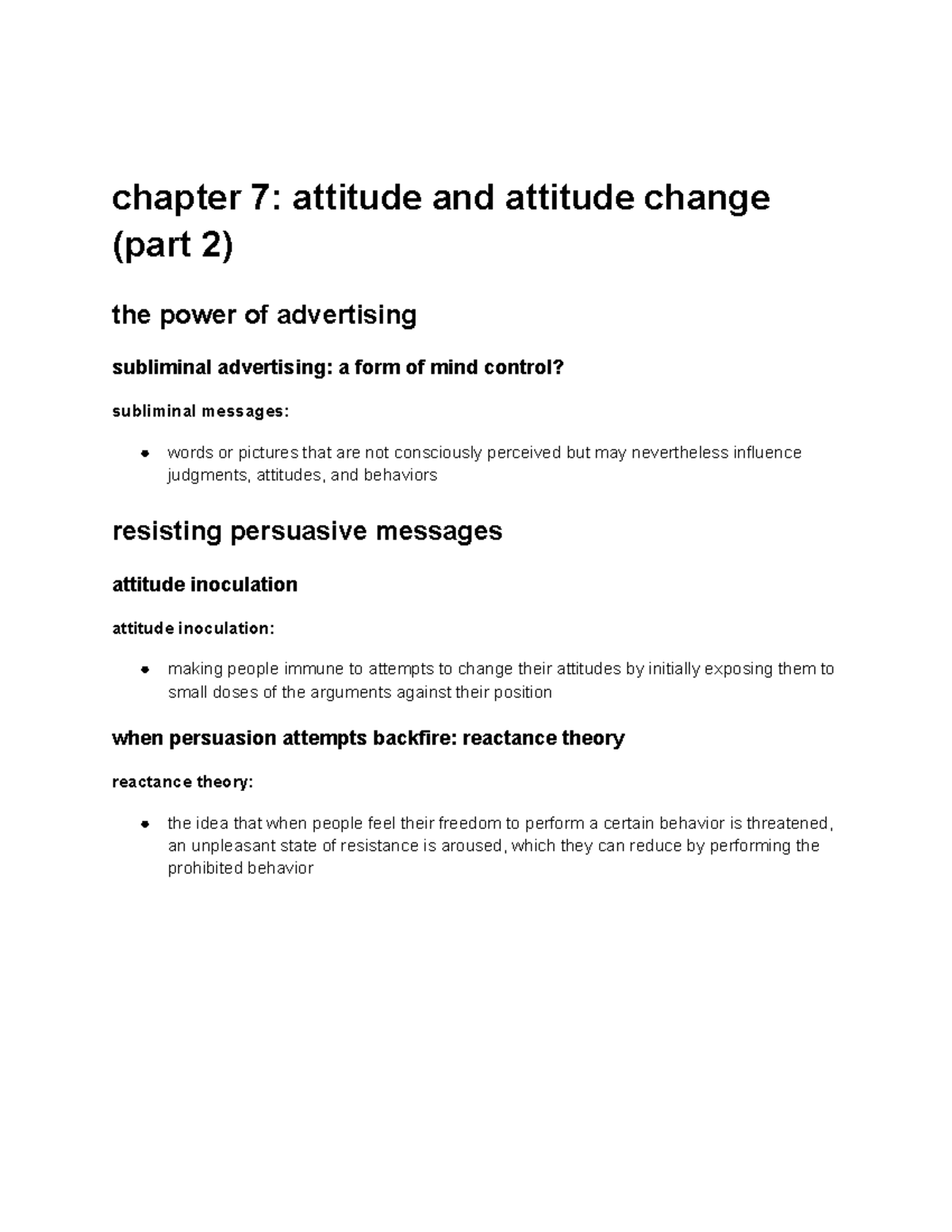 Chapter 7 attitude and attitude change (part 2) - PSYCH360 - UMass ...