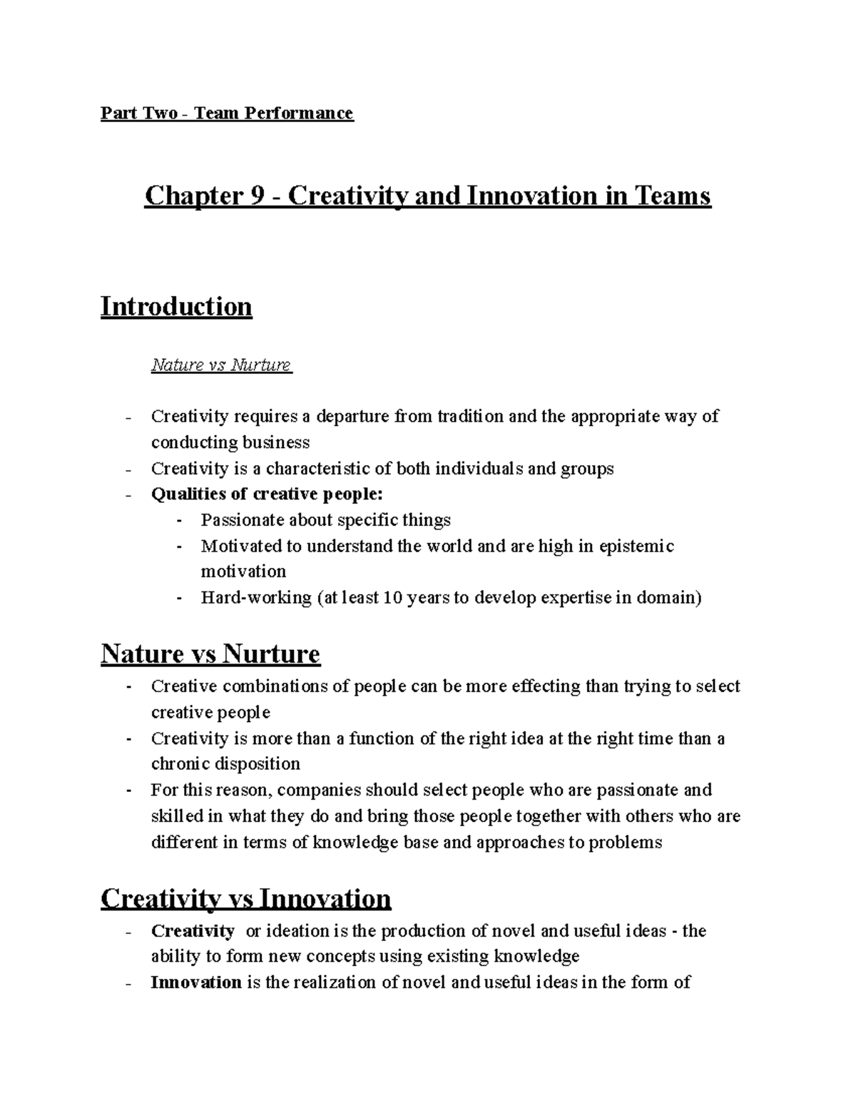 chapter-9-part-two-team-performance-chapter-9-creativity-and