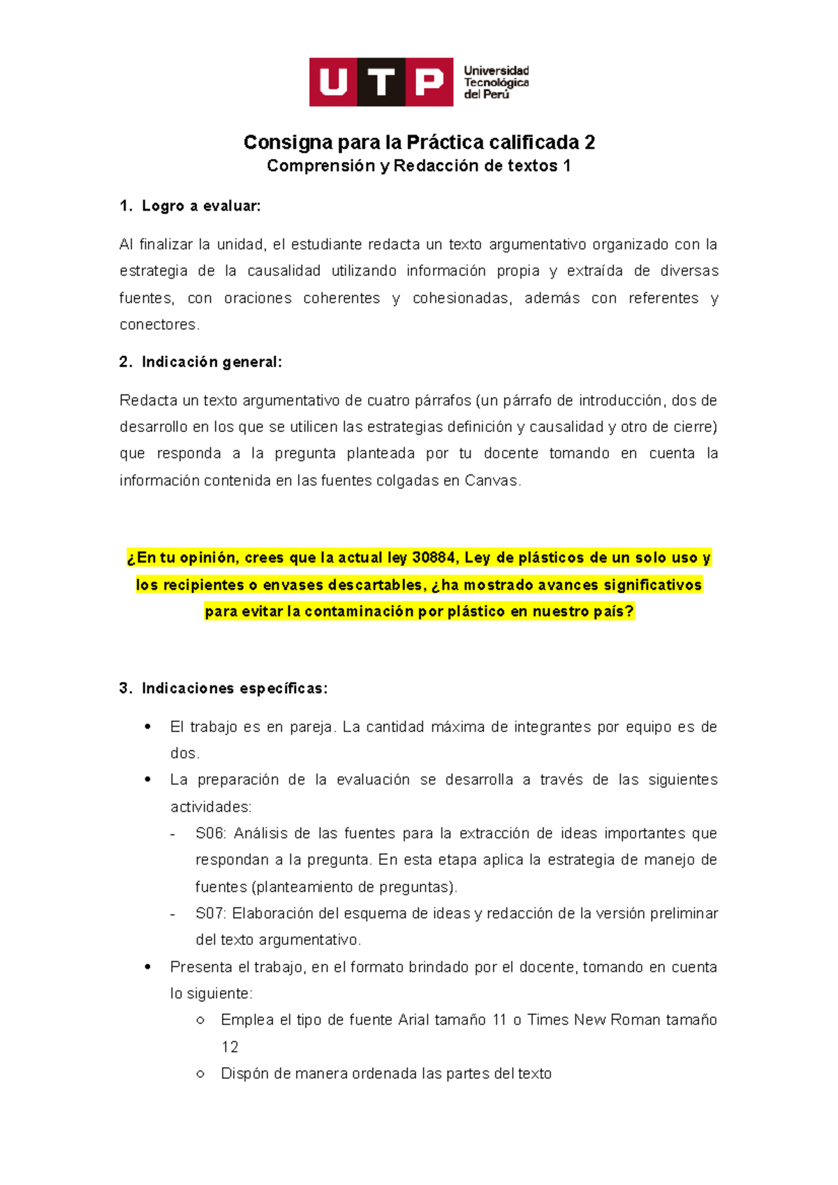 PC2 Comprensión - Consigna Para La Práctica Calificada 2 Comprensión Y ...