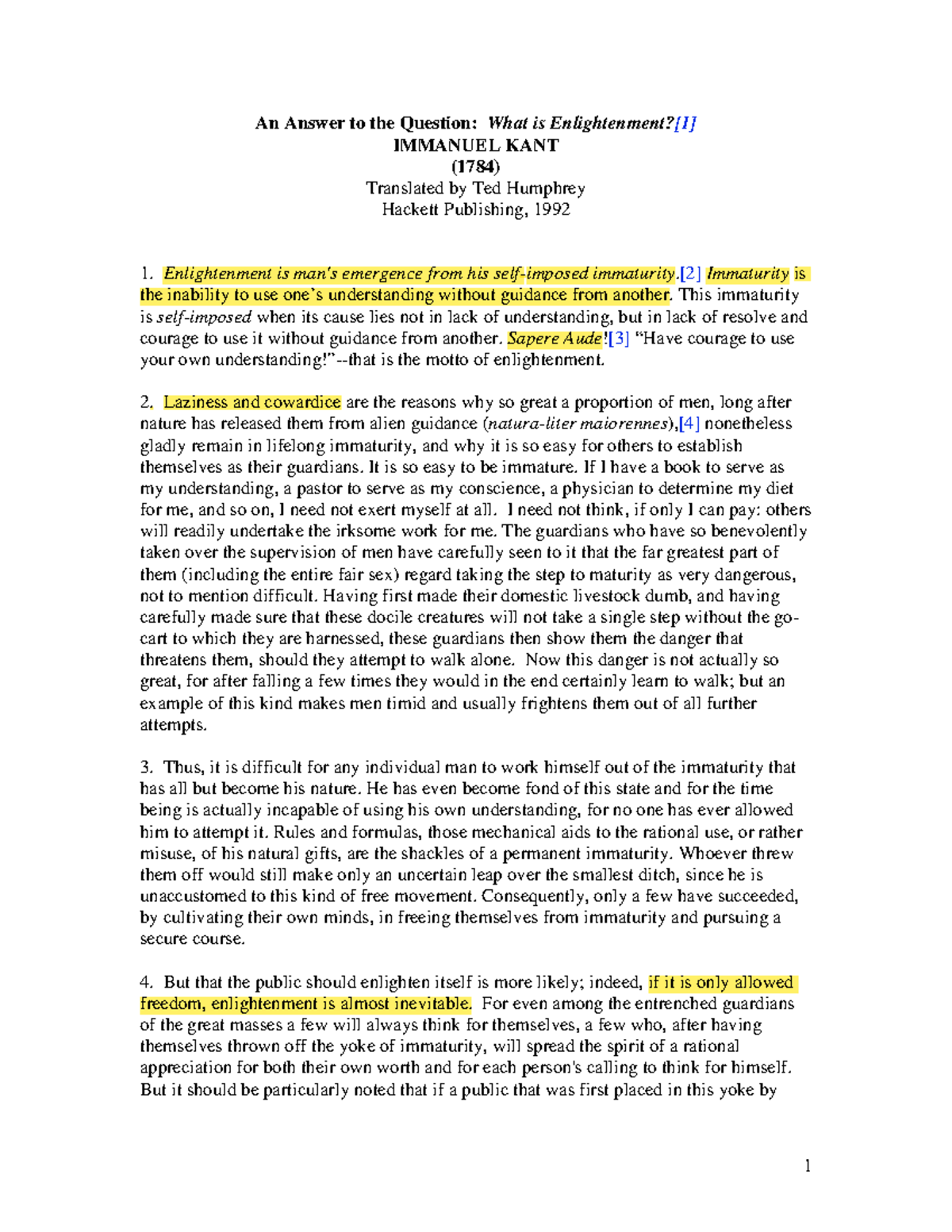 Kant What Is Enlightenment Kant What Is Enlightenment Kant What Is Studocu